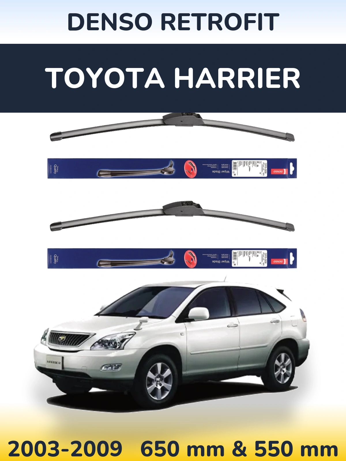 Комплект передних дворников Denso Retrofit 650 & 550 мм для Toyota Harrier 2003-2009
