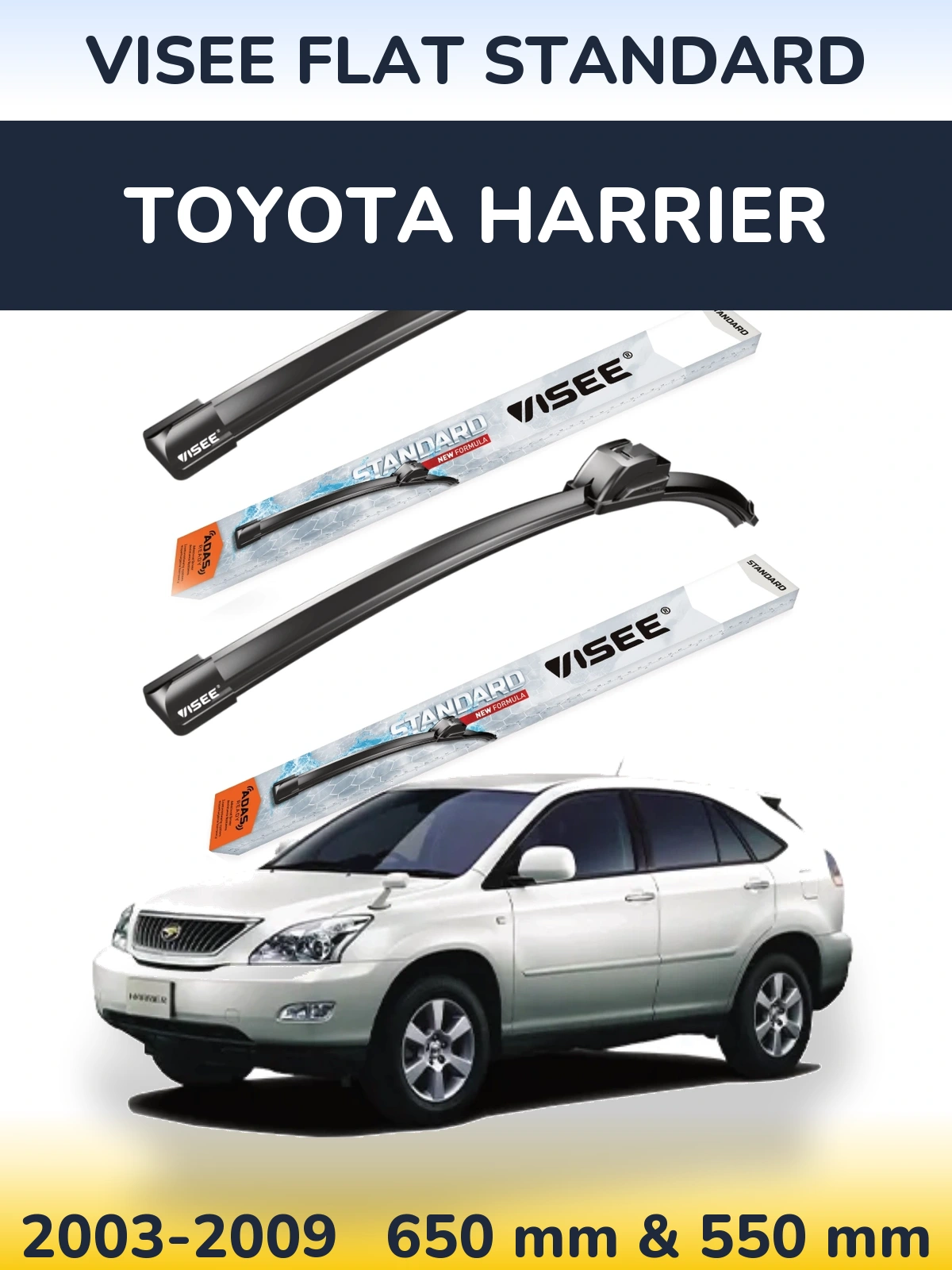 Комплект передних дворников VISEE FLAT STANDARD 650 & 550 мм для Toyota Harrier 2003-2009
