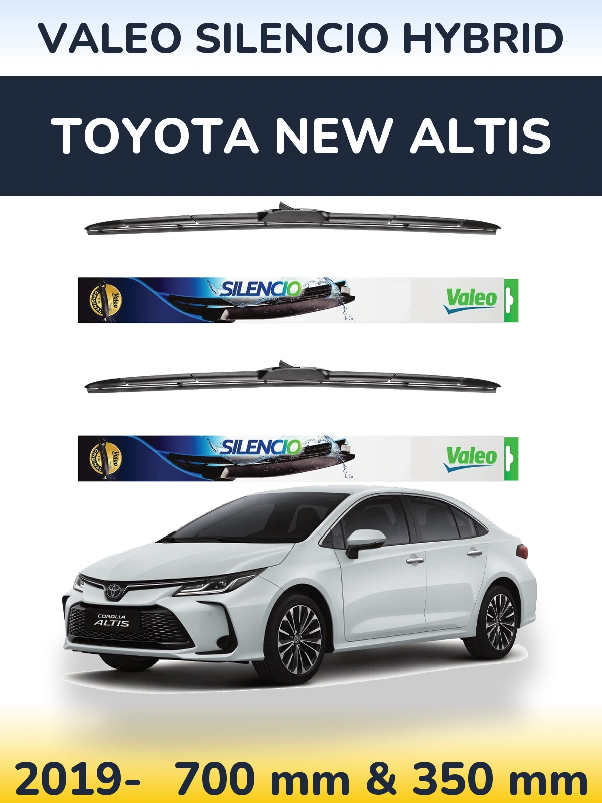 Комплект передних дворников Valeo Silencio Hybrid 700 & 350 мм для Toyota New Altis 2019-2026