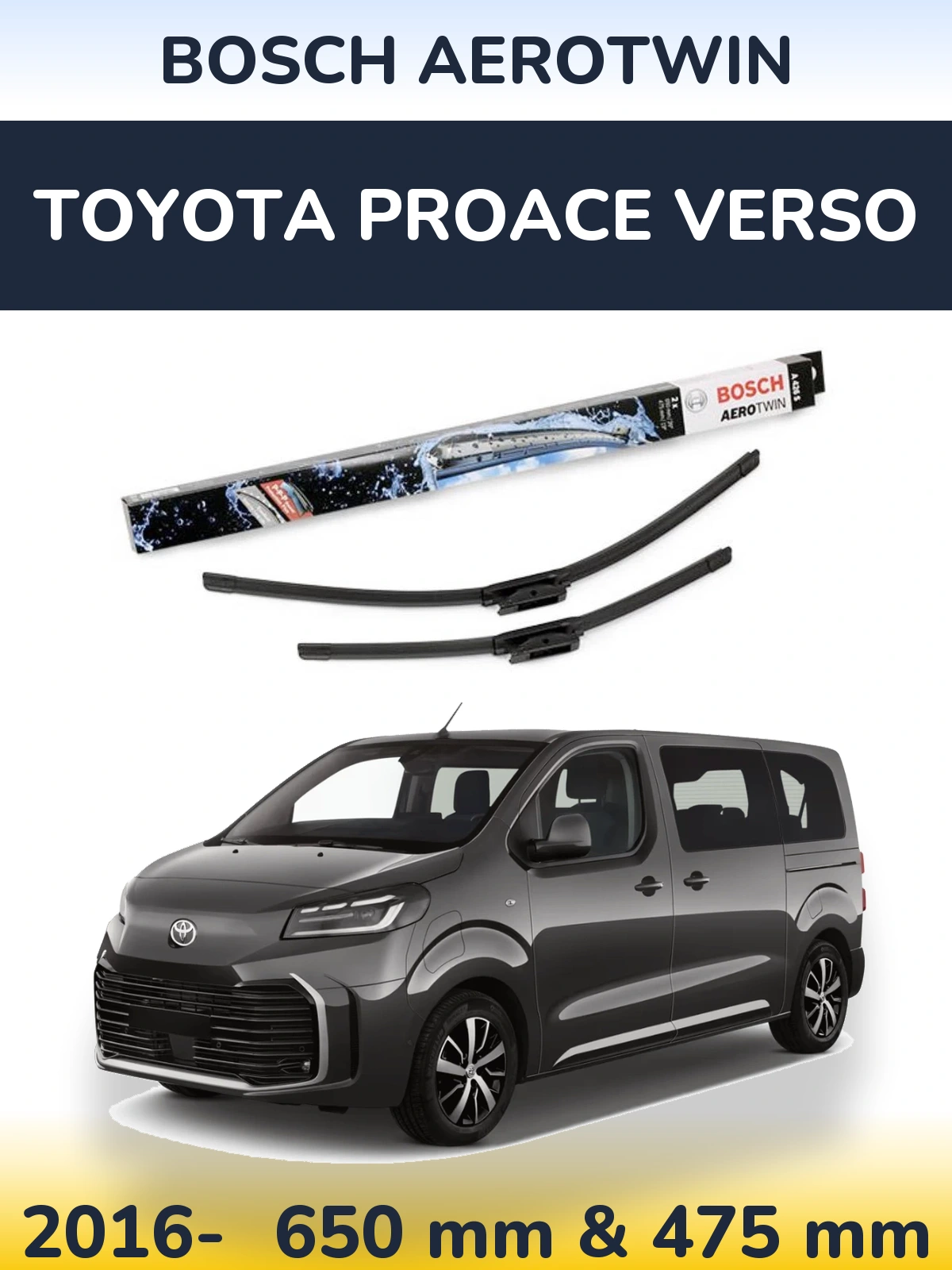 Komplet przednich wycieraczek BOSCH AeroTwin 650 & 475 mm do Toyota ProAce Verso 2016-2026