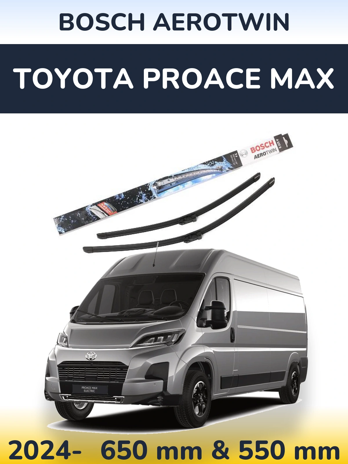 Комплект передних дворников BOSCH AeroTwin 650 & 550 мм для Toyota ProAce Max 2024-2026