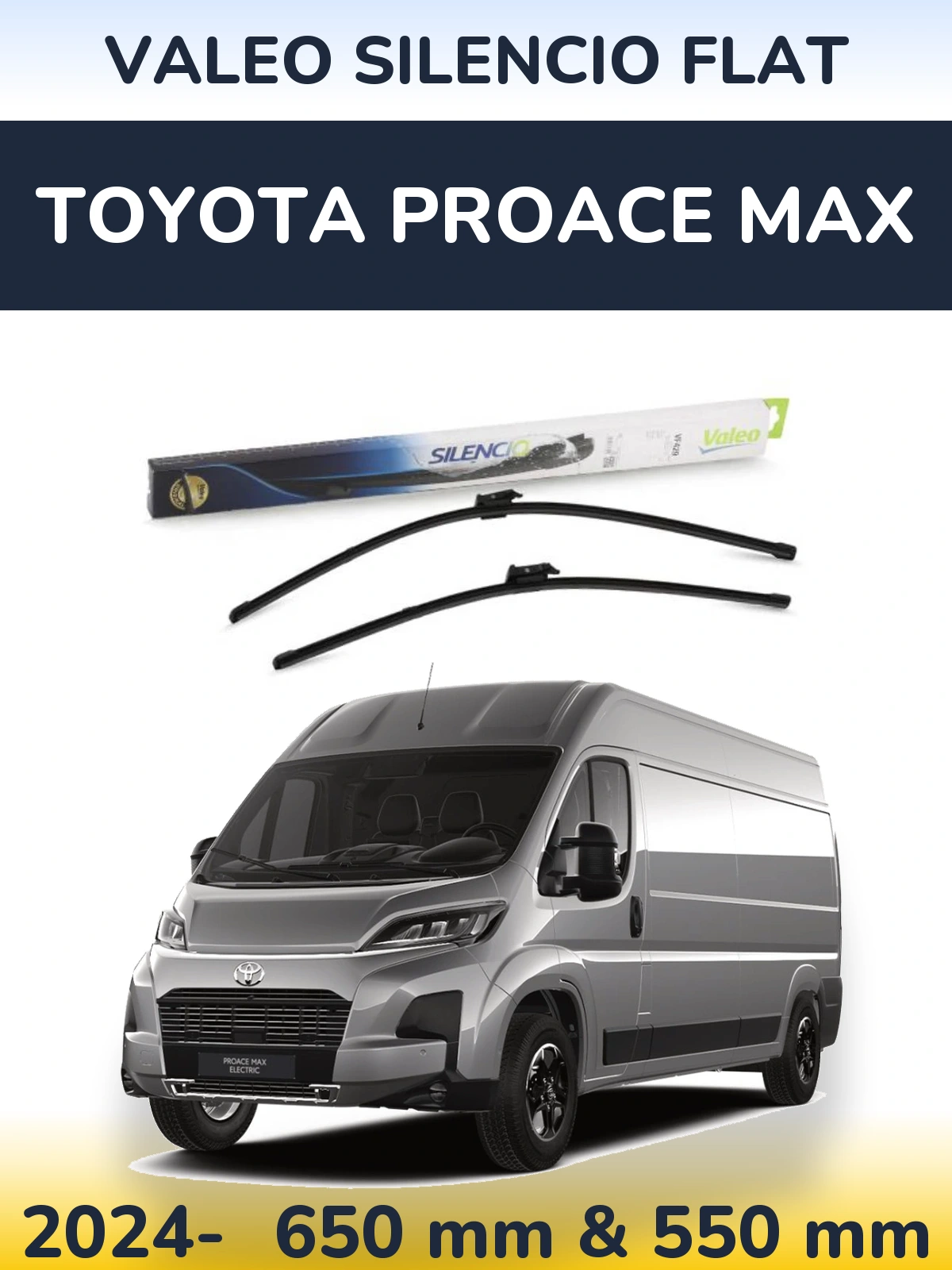 Комплект передніх щіток Valeo Silencio Flat 650 & 550 мм для Toyota ProAce Max 2024-2026