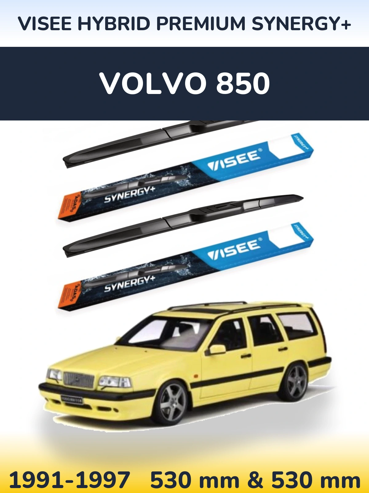 Комплект передних дворников VISEE HYBRID PREMIUM SYNERGY+ 530 & 530 мм для Volvo 850 1991-1997