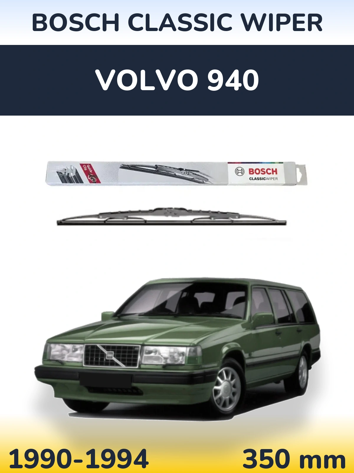 Rear wiper blade BOSCH Classic Wiper 340 mm for Volvo 940 1990-1994