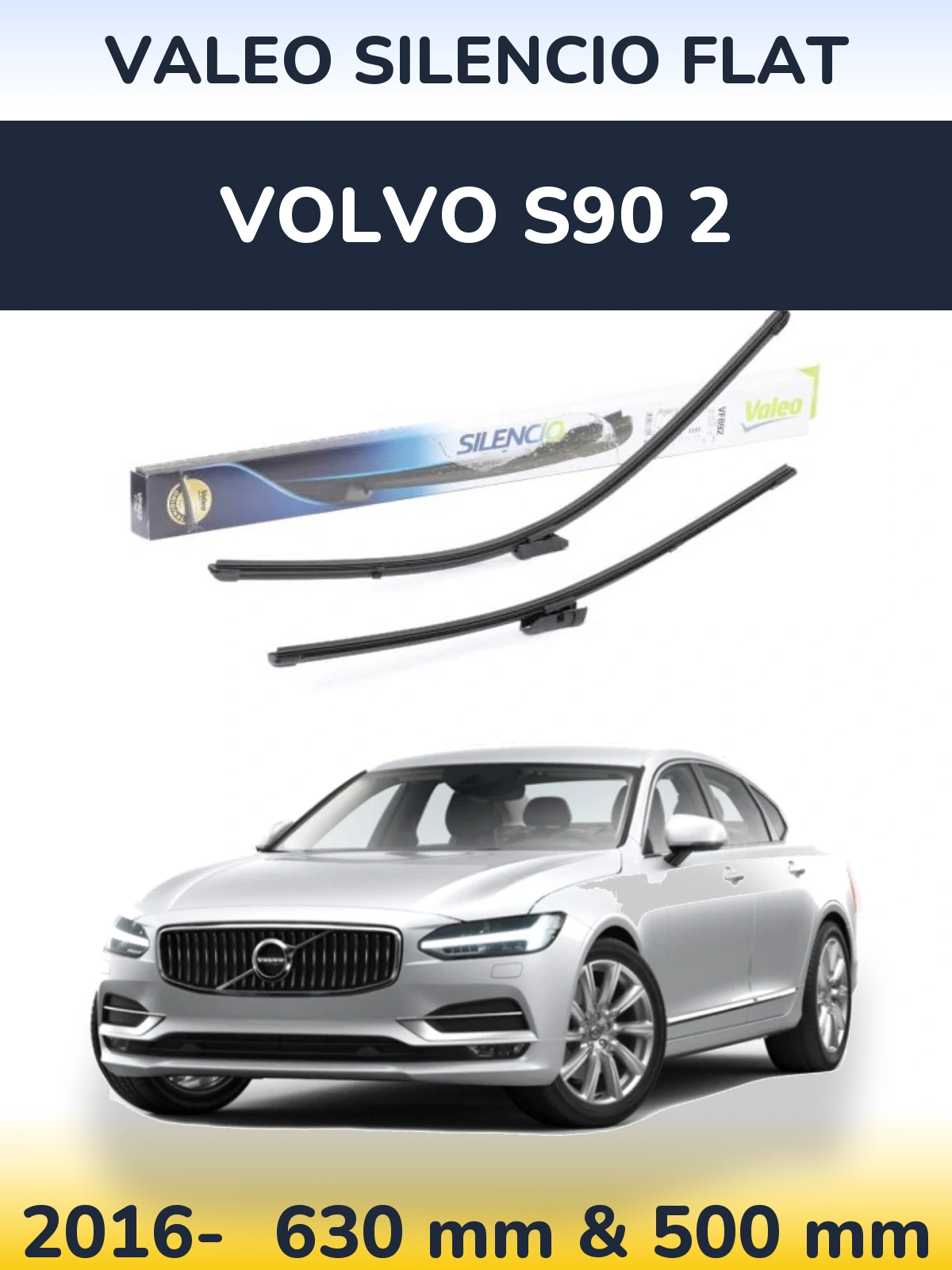 Комплект передних дворников Valeo Silencio Flat 630 & 500 мм для Volvo S90 2 2016-2026