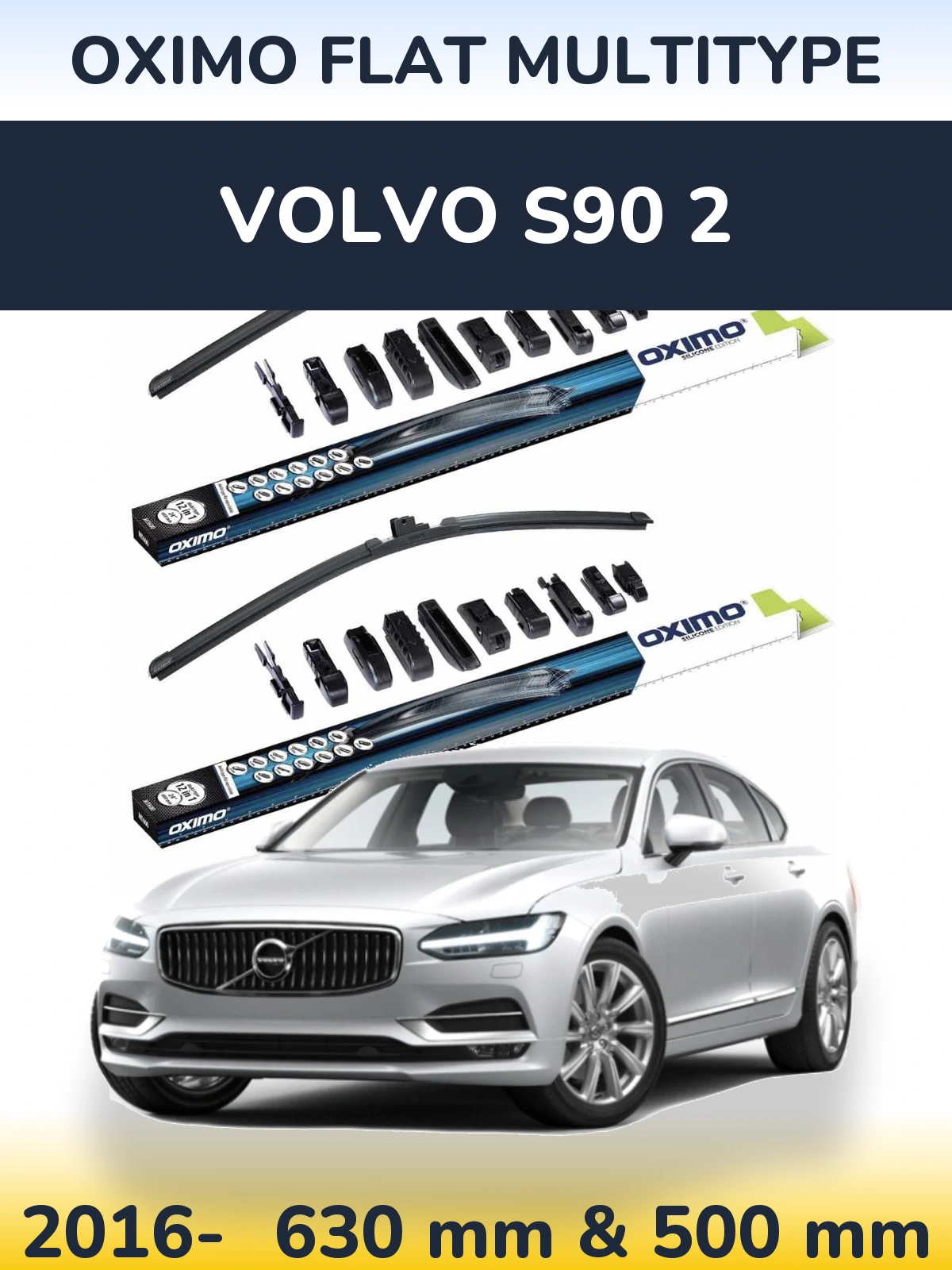 Front wiper blade set Oximo Flat MultiTypee 600 & 500 mm for Volvo S90 2 2016-2026