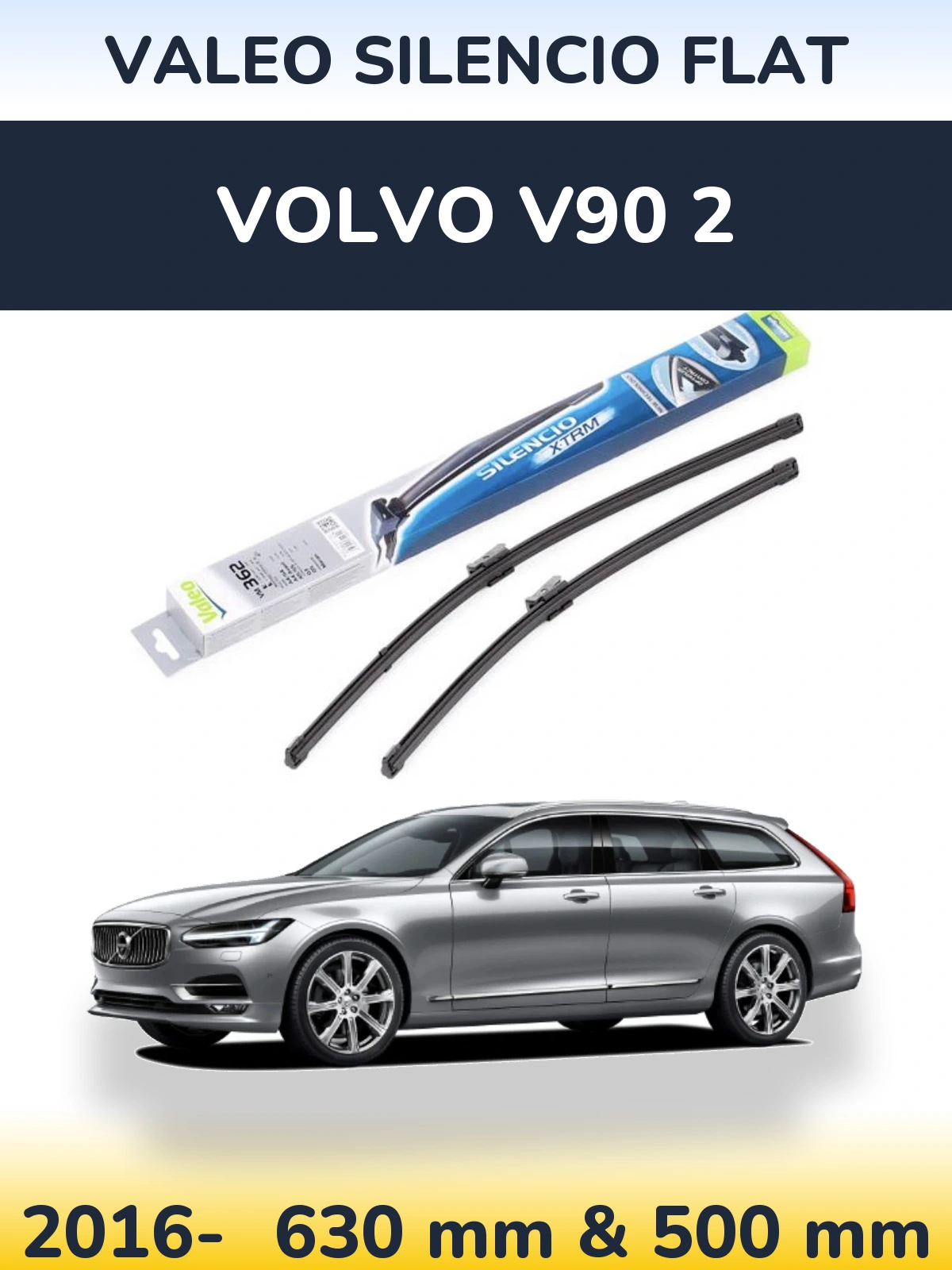 Комплект передних дворников Valeo Silencio Flat 600 & 500 мм для Volvo V90 2 2016-2026
