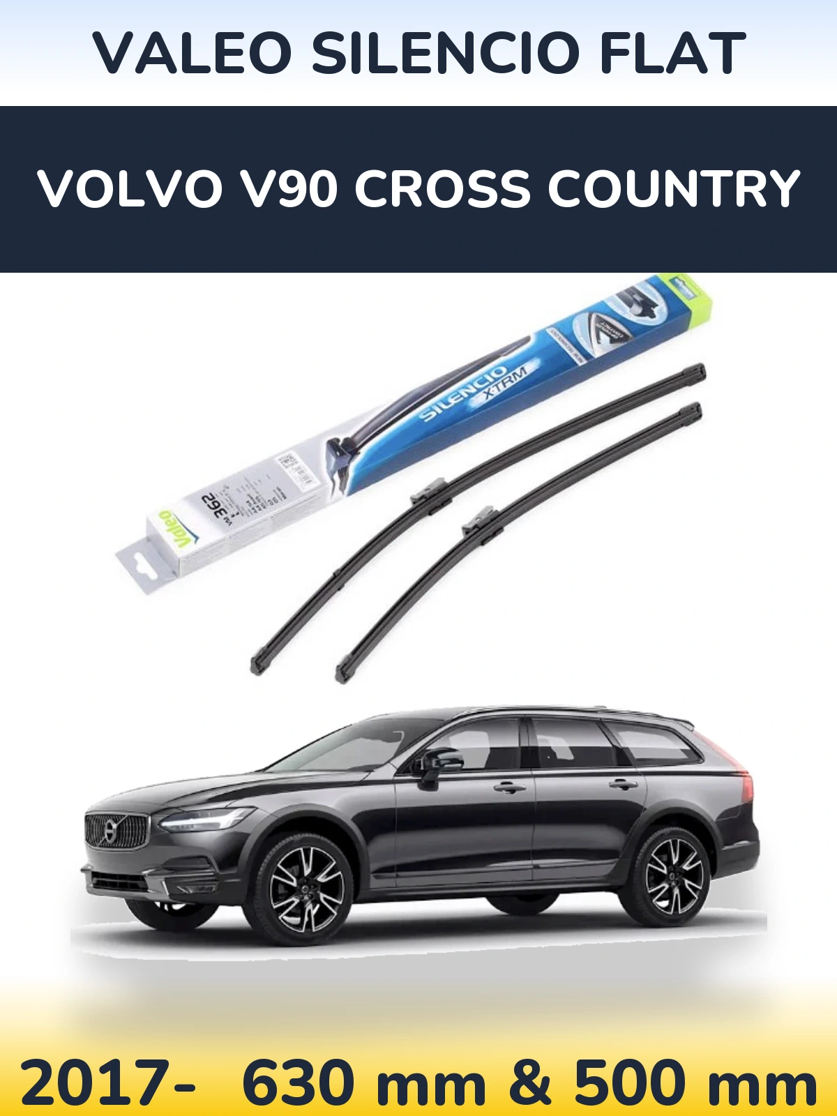 Комплект передних дворников Valeo Silencio Flat 600 & 500 мм для Volvo V90 Cross Country 2017-2026