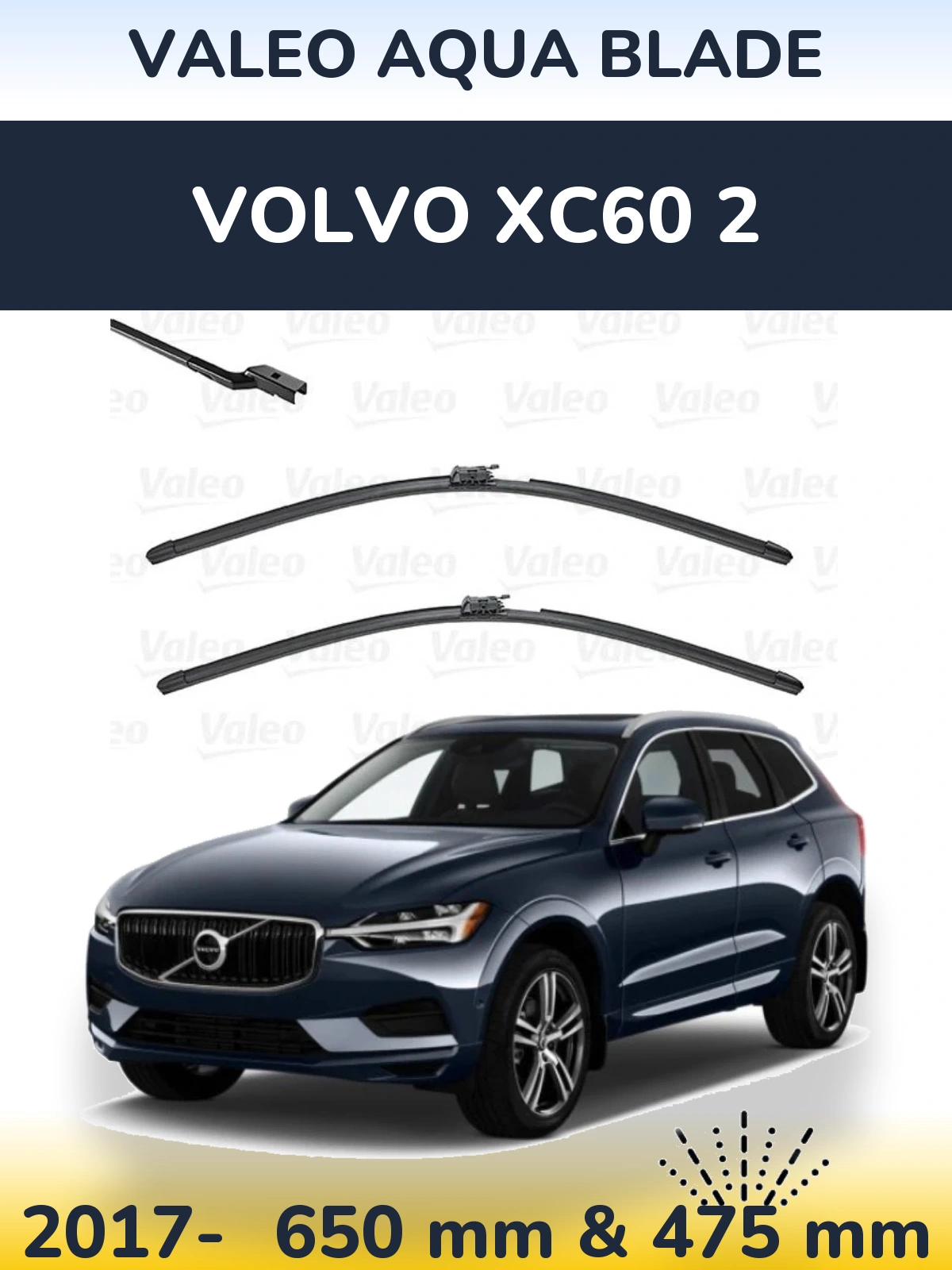 Komplet przednich wycieraczek Valeo Aqua Blade 650 & 475 mm do Volvo XC60 2 2017-2026