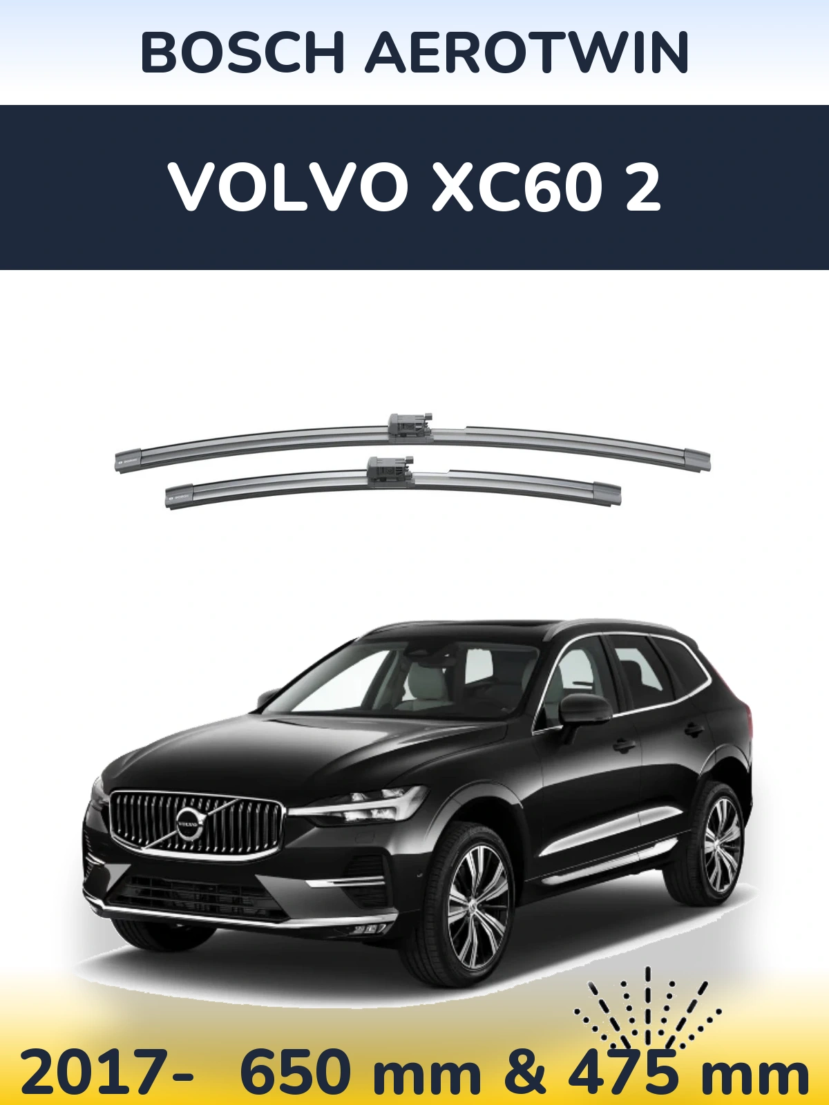Komplet przednich wycieraczek BOSCH AeroTwin 650 & 475 mm do Volvo XC60 2 2017-2026