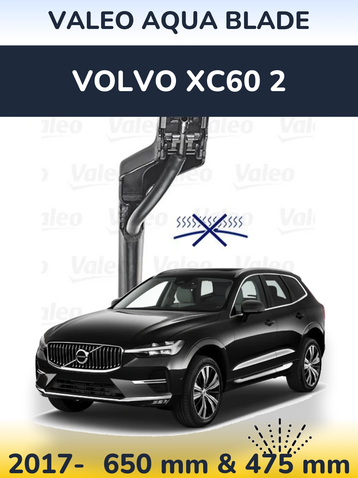 Komplet przednich wycieraczek Valeo Aqua Blade 650 & 475 mm do Volvo XC60 2 2017-2026