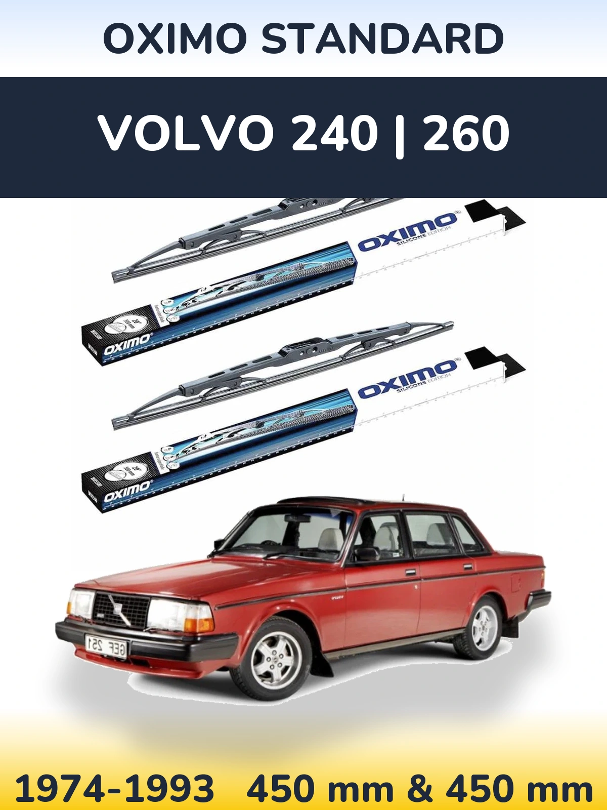 Комплект передних дворников Oximo Standard 450 & 450 мм для Volvo 240 | 260 1974-1993