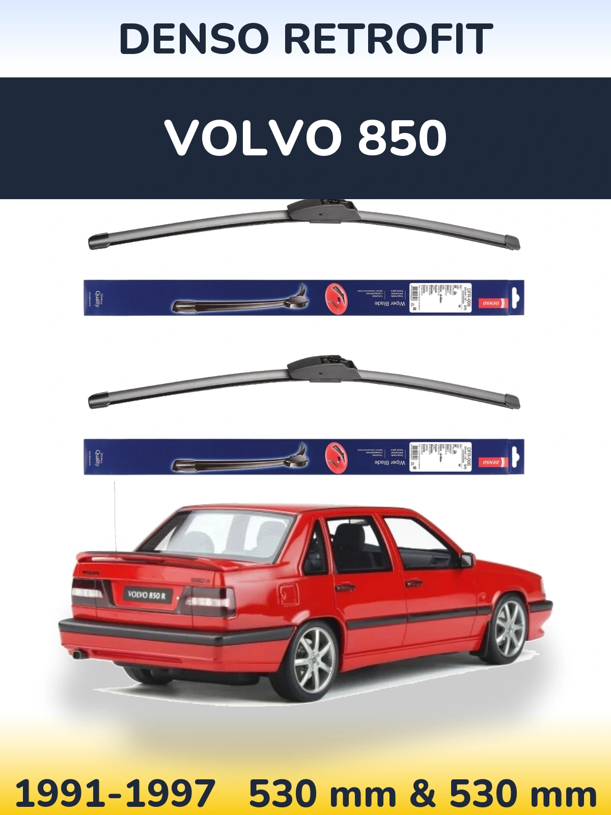 Комплект передних дворников Denso Retrofit 530 & 530 мм для Volvo 850 1991-1997