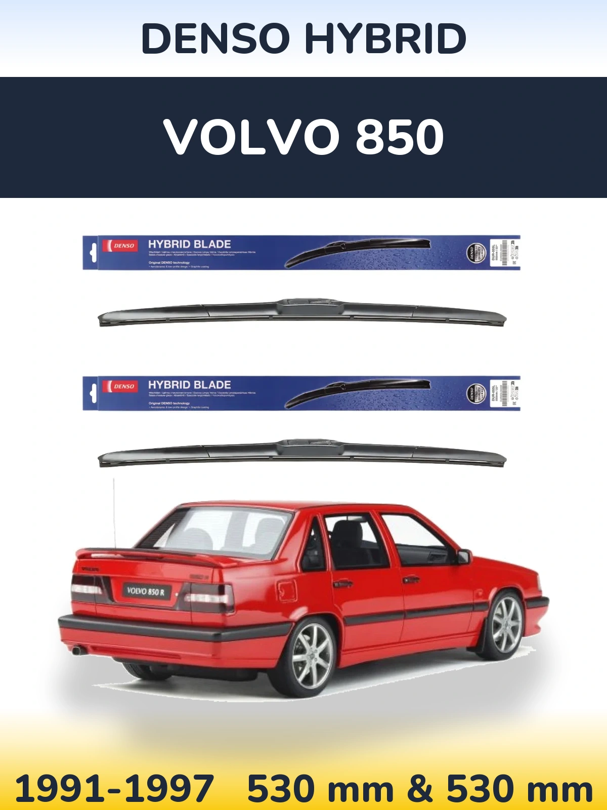 Komplet przednich wycieraczek Denso Hybrid 530 & 530 mm do Volvo 850 1991-1997