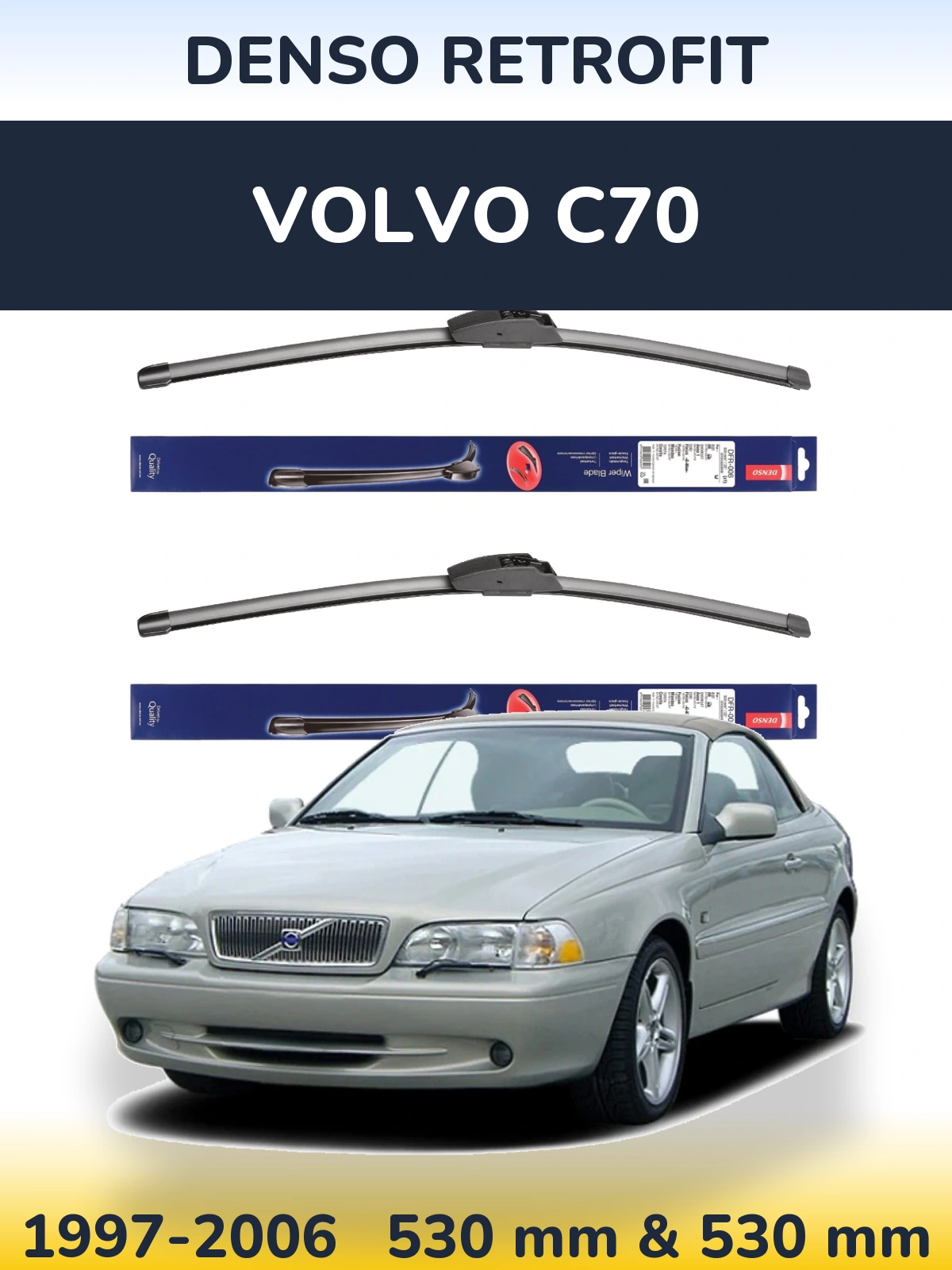 Комплект передних дворников Denso Retrofit 530 & 530 мм для Volvo C70 1997-2006