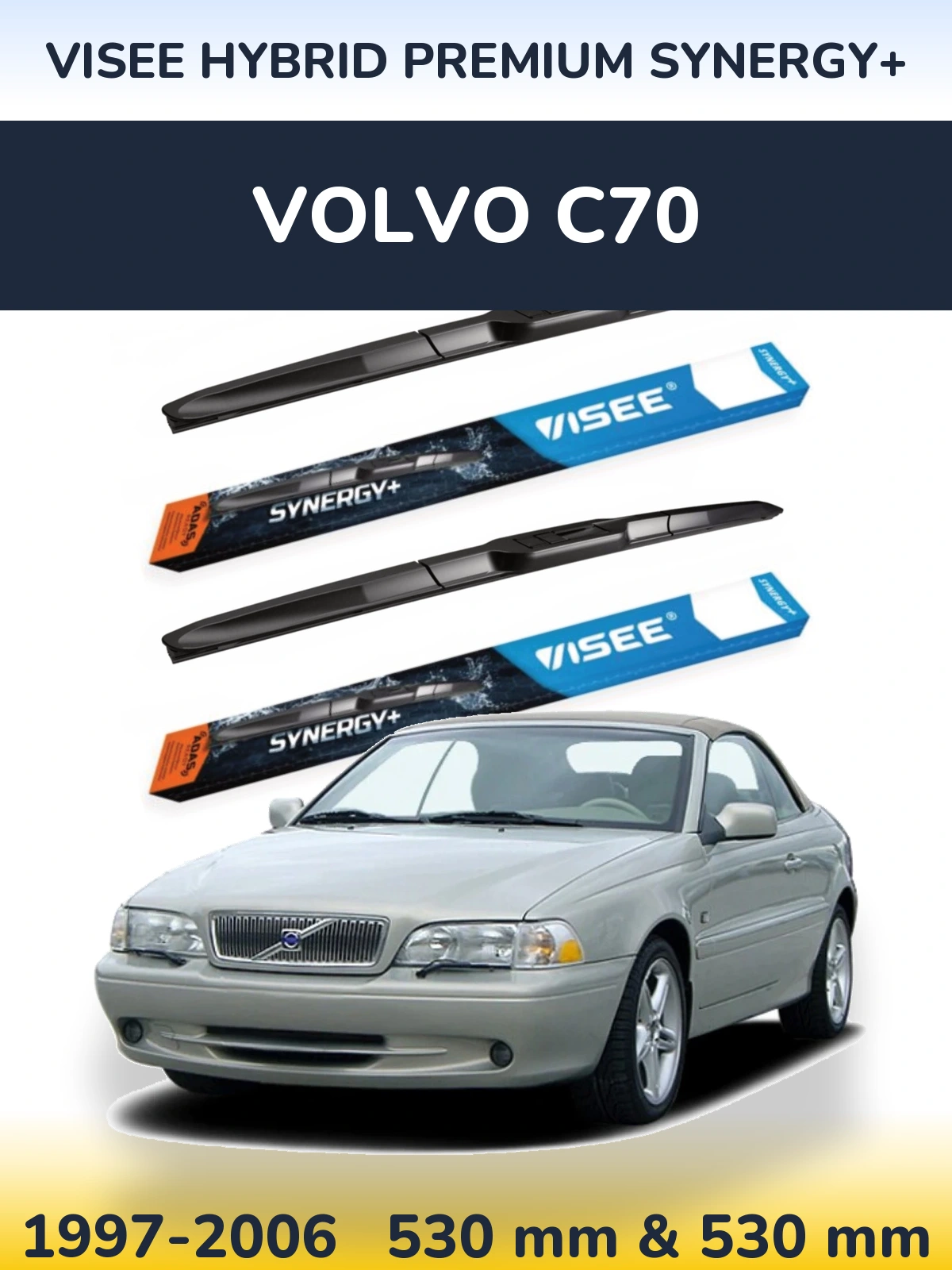 Komplet przednich wycieraczek VISEE HYBRID PREMIUM SYNERGY+ 530 & 530 mm do Volvo C70 1997-2006