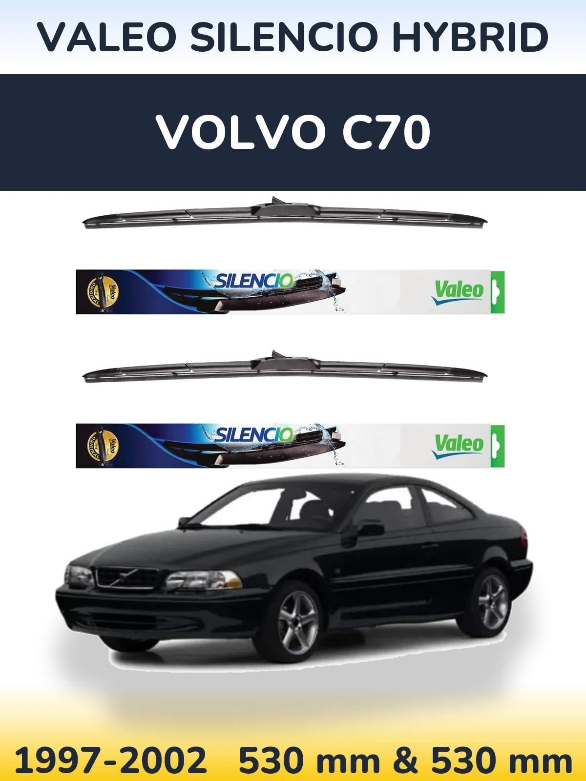 Комплект передних дворников Valeo Silencio Hybrid 530 & 530 мм для Volvo C70 1997-2002