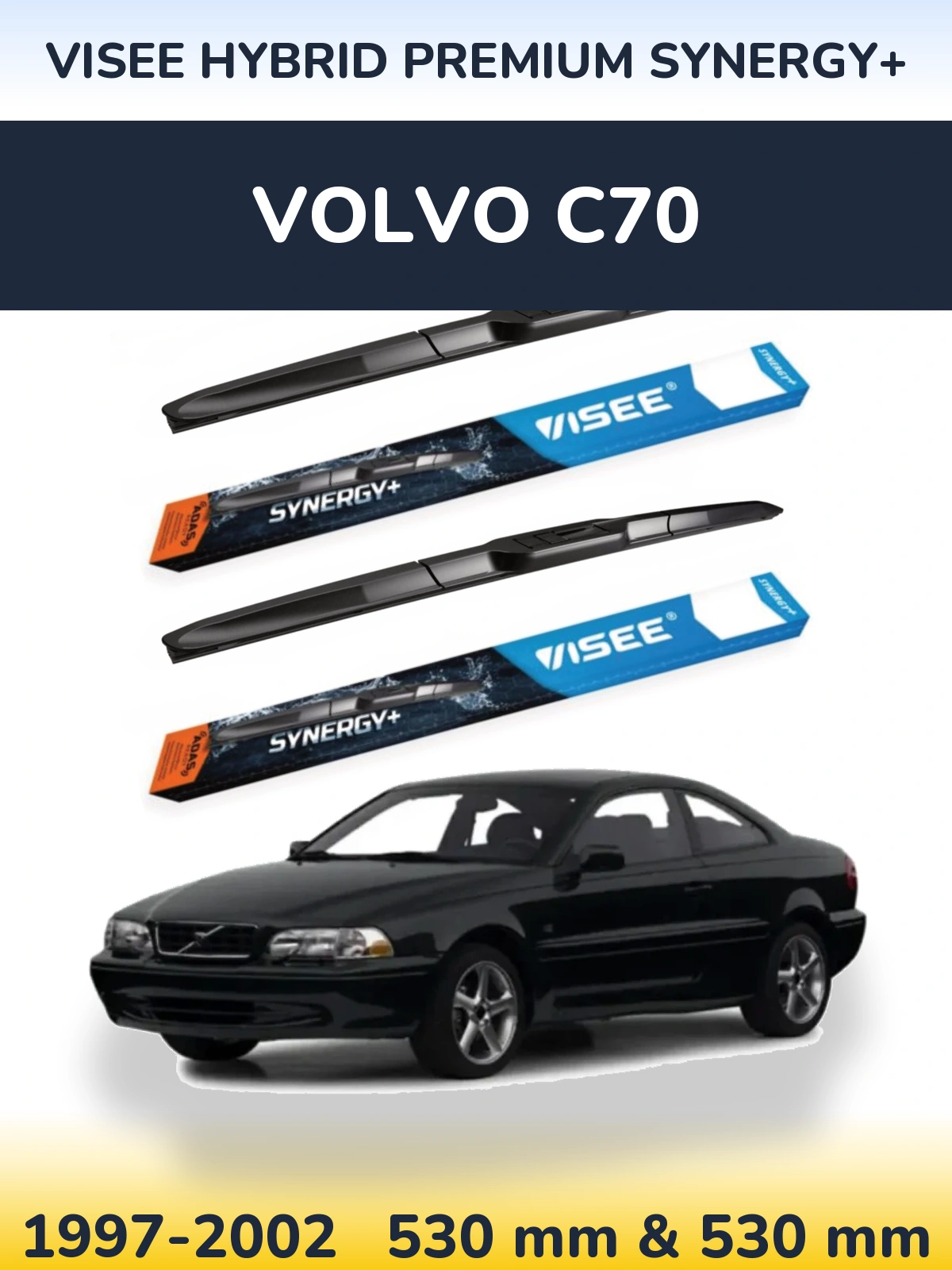 Komplet przednich wycieraczek VISEE HYBRID PREMIUM SYNERGY+ 530 & 530 mm do Volvo C70 1997-2002