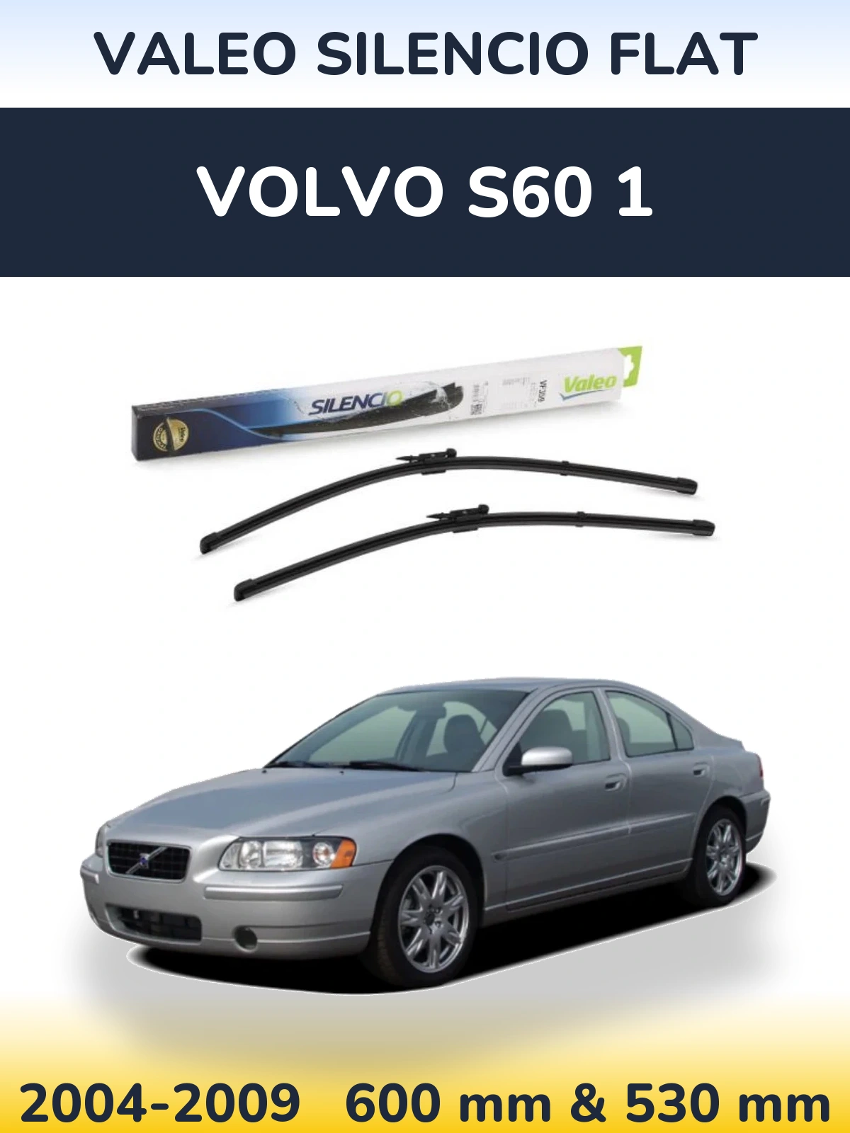 Комплект передних дворников Valeo Silencio Flat 600 & 550 мм для Volvo S60 1 2004-2009