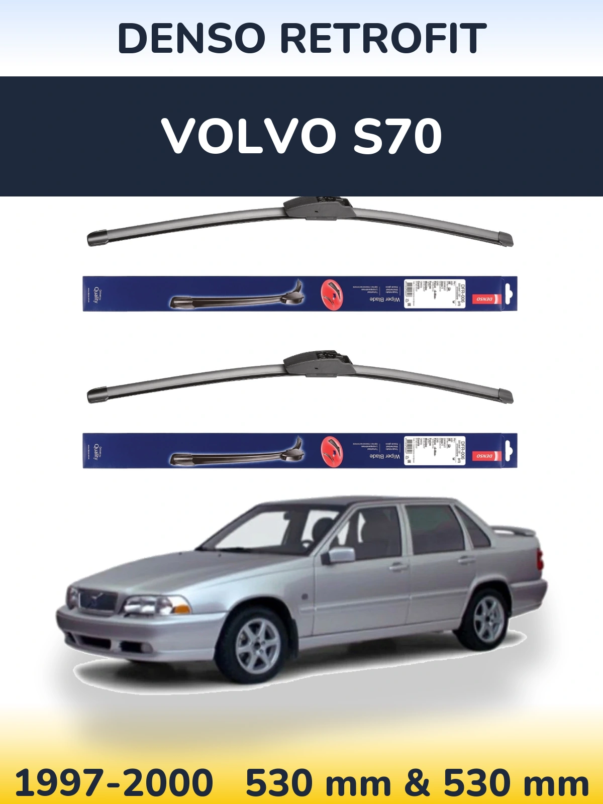 Комплект передних дворников Denso Retrofit 530 & 530 мм для Volvo S70 1997-2000