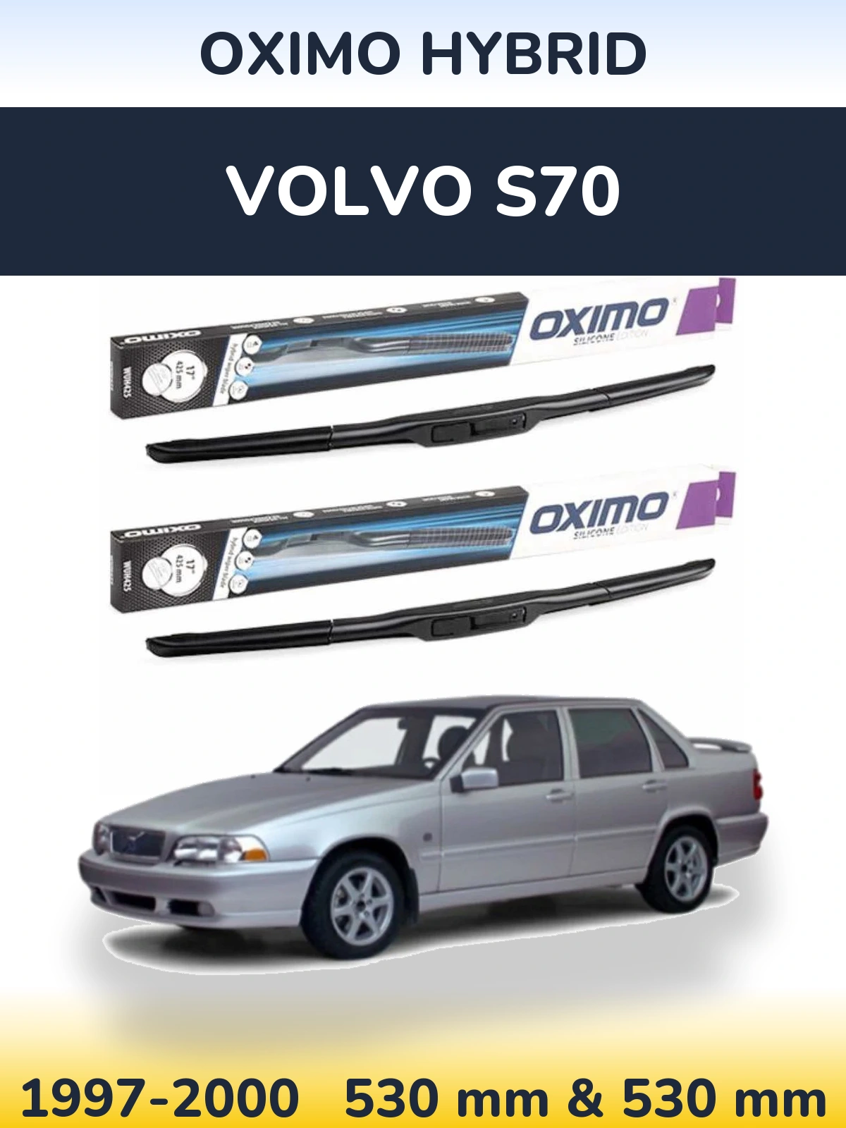 Комплект передних дворников Oximo Hybrid 530 & 530 мм для Volvo S70 1997-2000