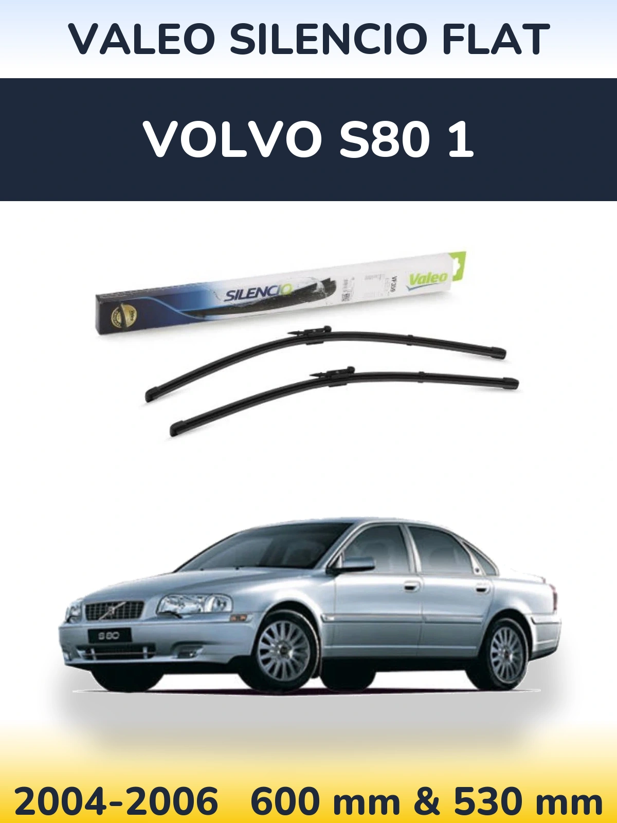 Комплект передних дворников Valeo Silencio Flat 600 & 550 мм для Volvo S80 1 2004-2006