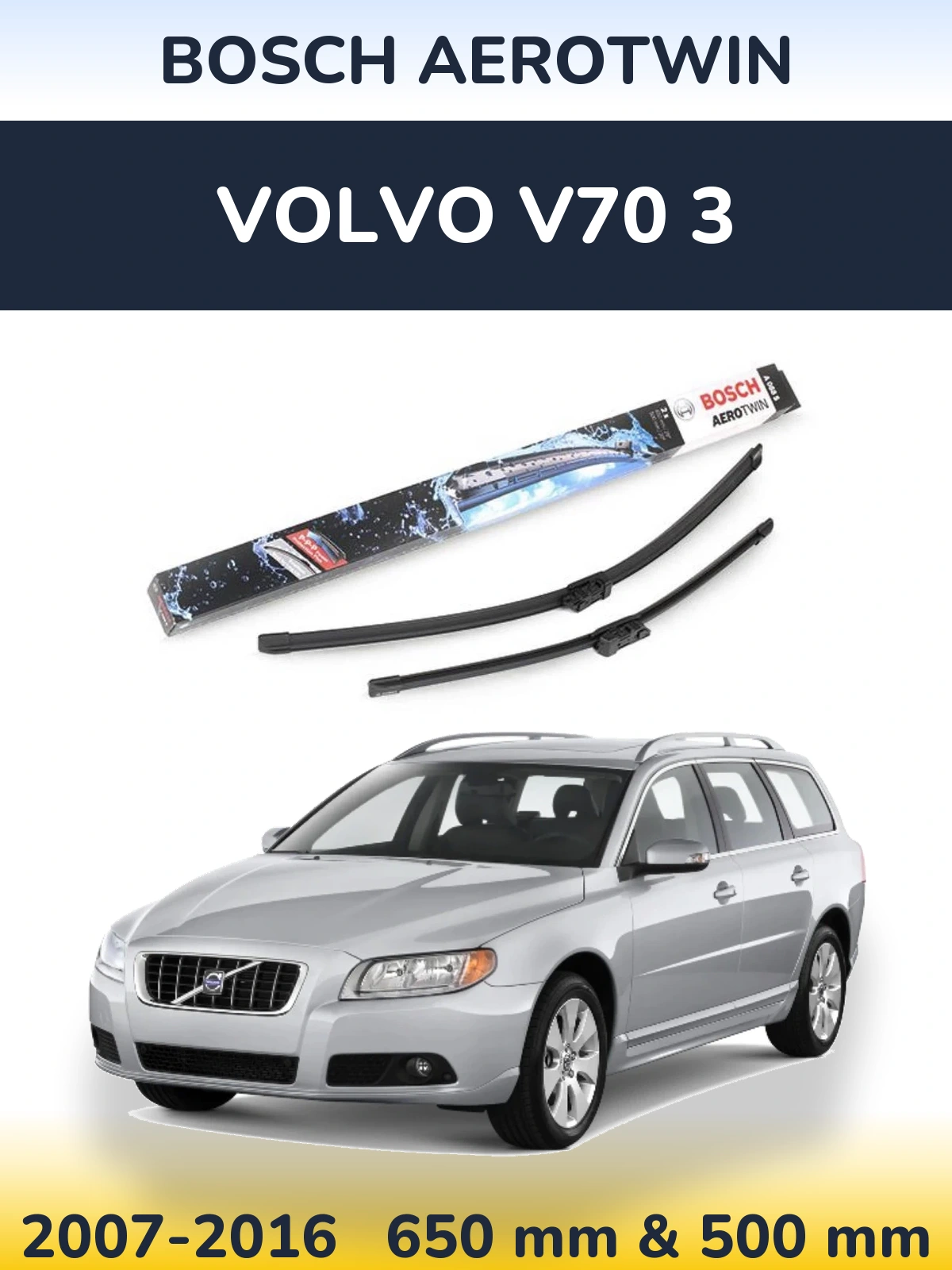Комплект передних дворников BOSCH AeroTwin 650 & 500 мм для Volvo V70 3 2007-2016