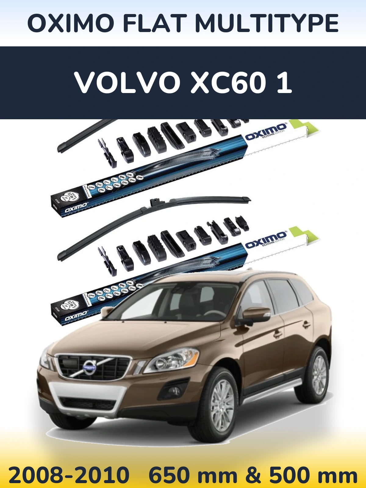 Komplet przednich wycieraczek Oximo Flat MultiType 650 & 500 mm do Volvo XC60 1 2008-2010