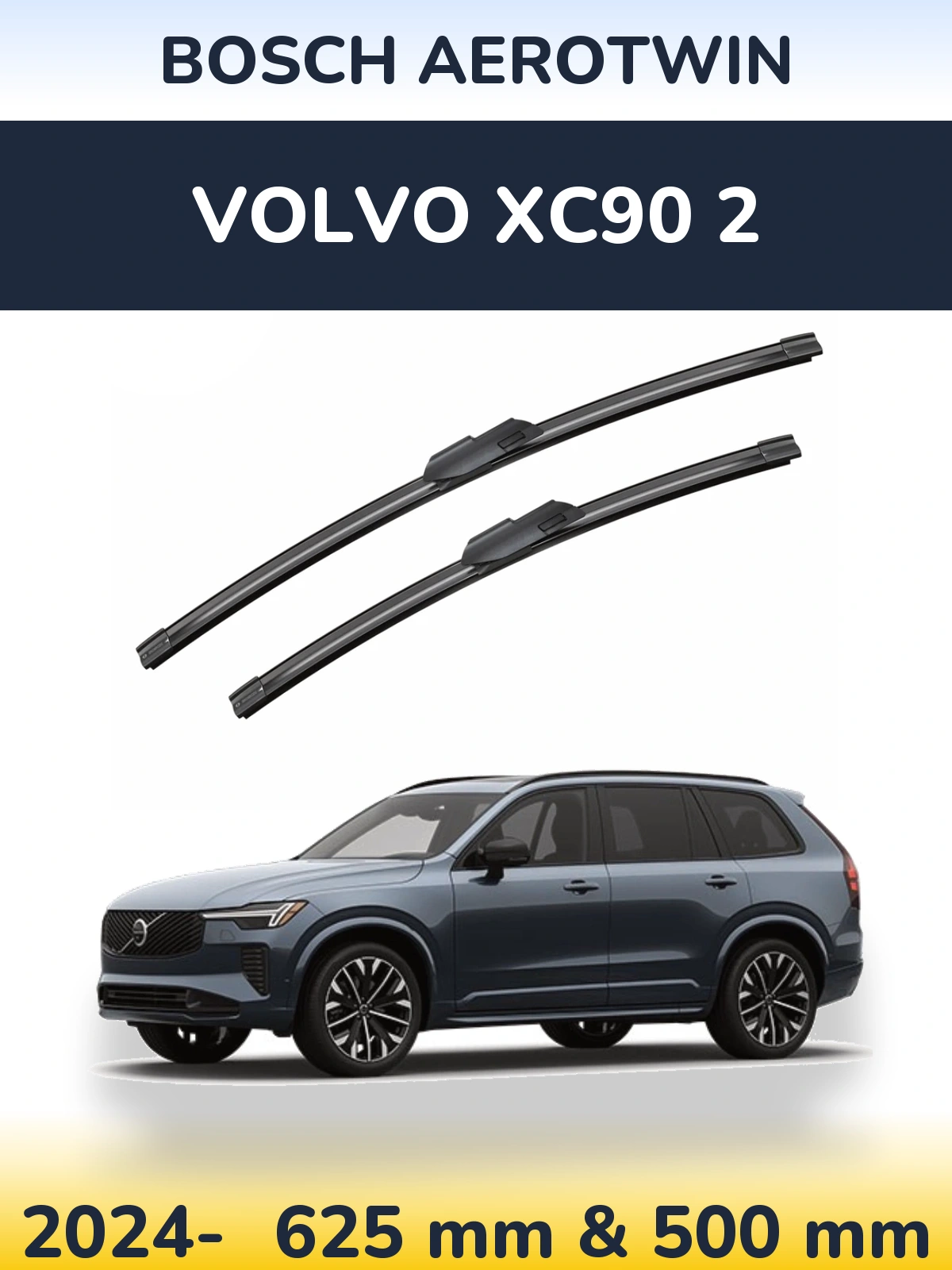 Комплект передних дворников BOSCH AeroTwin 625 & 500 мм для Volvo XC90 2 2024-2026