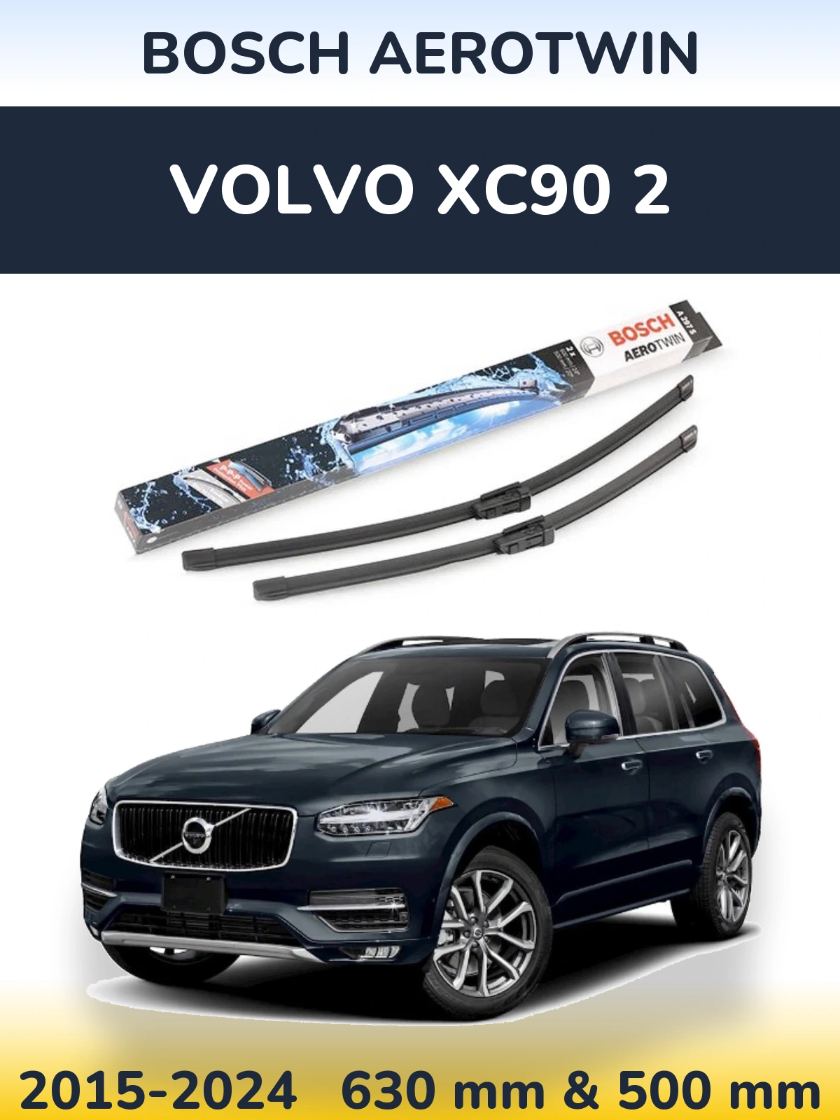 Komplet przednich wycieraczek BOSCH AeroTwin 600 & 500 mm do Volvo XC90 2 2015-2024