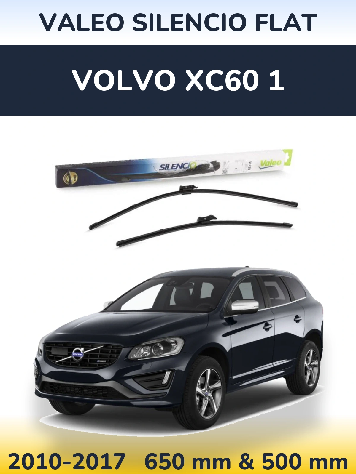 Комплект передних дворников Valeo Silencio Flat 650 & 500 мм для Volvo XC60 1 2010-2017