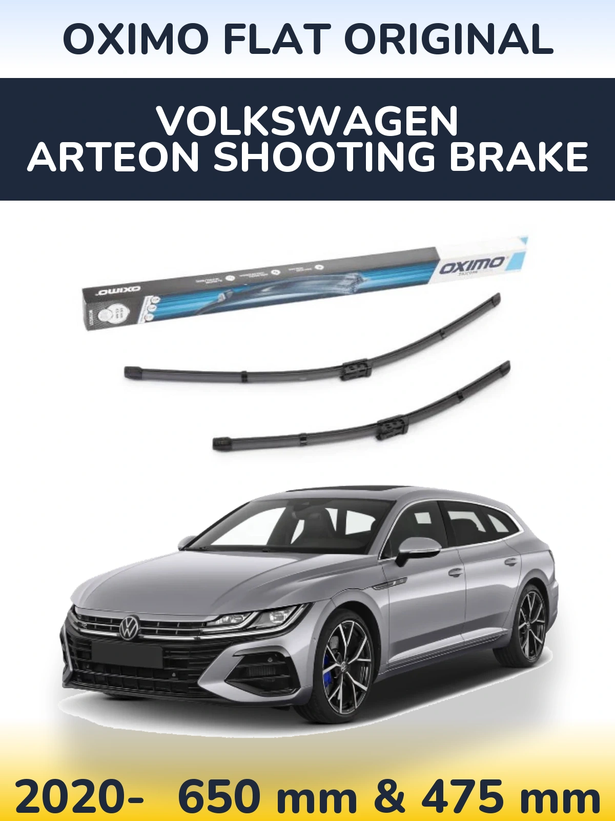 Komplet przednich wycieraczek Oximo Flat Original 650 & 475 mm do Volkswagen Arteon Shooting Brake 2020-2026