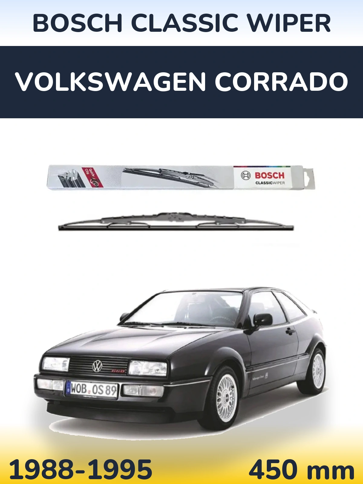 Rear wiper blade BOSCH Classic Wiper 450 mm for Volkswagen Corrado 1988-1995
