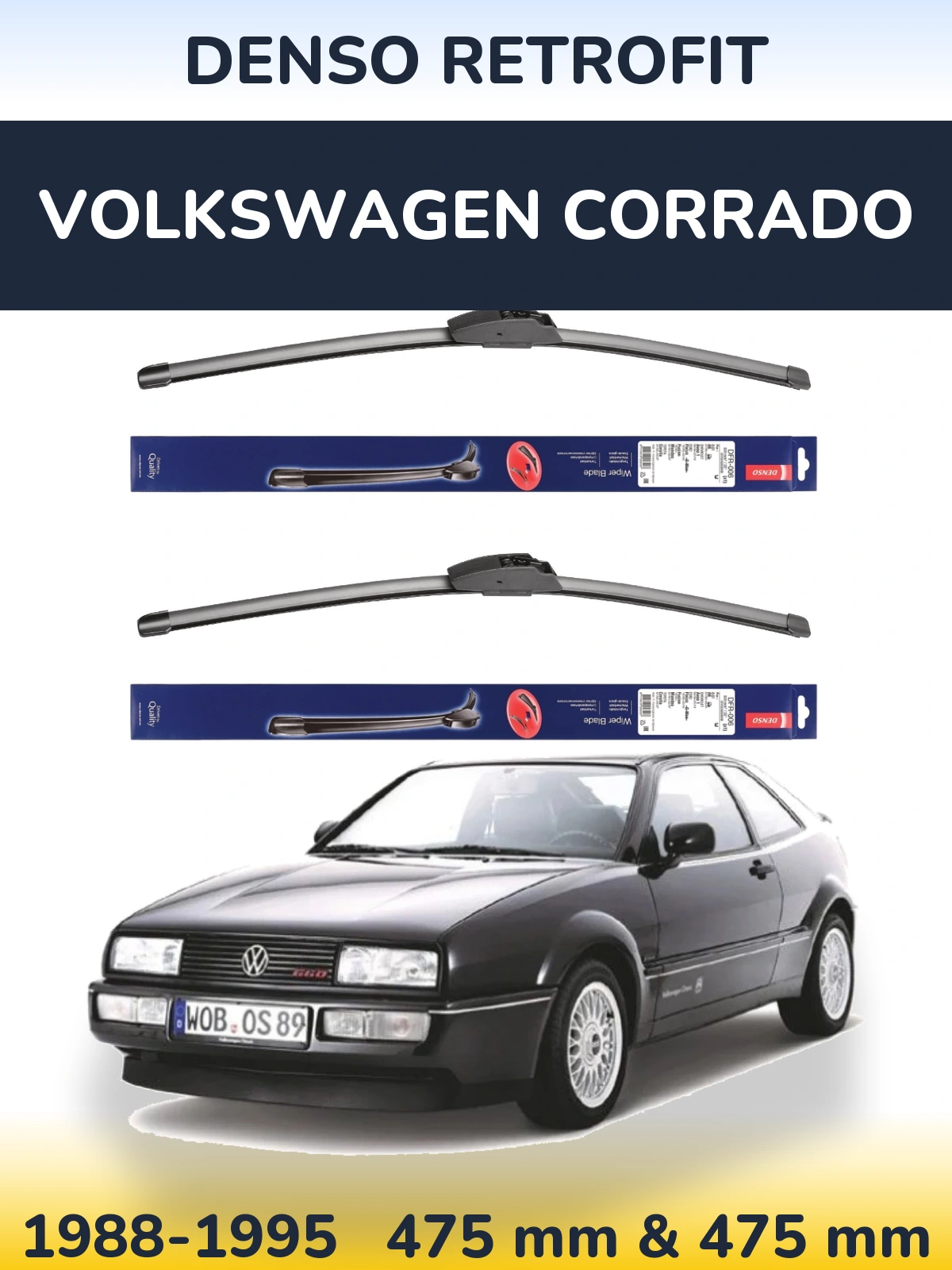 Комплект передних дворников Denso Retrofit 475 & 475 мм для Volkswagen Corrado 1988-1995