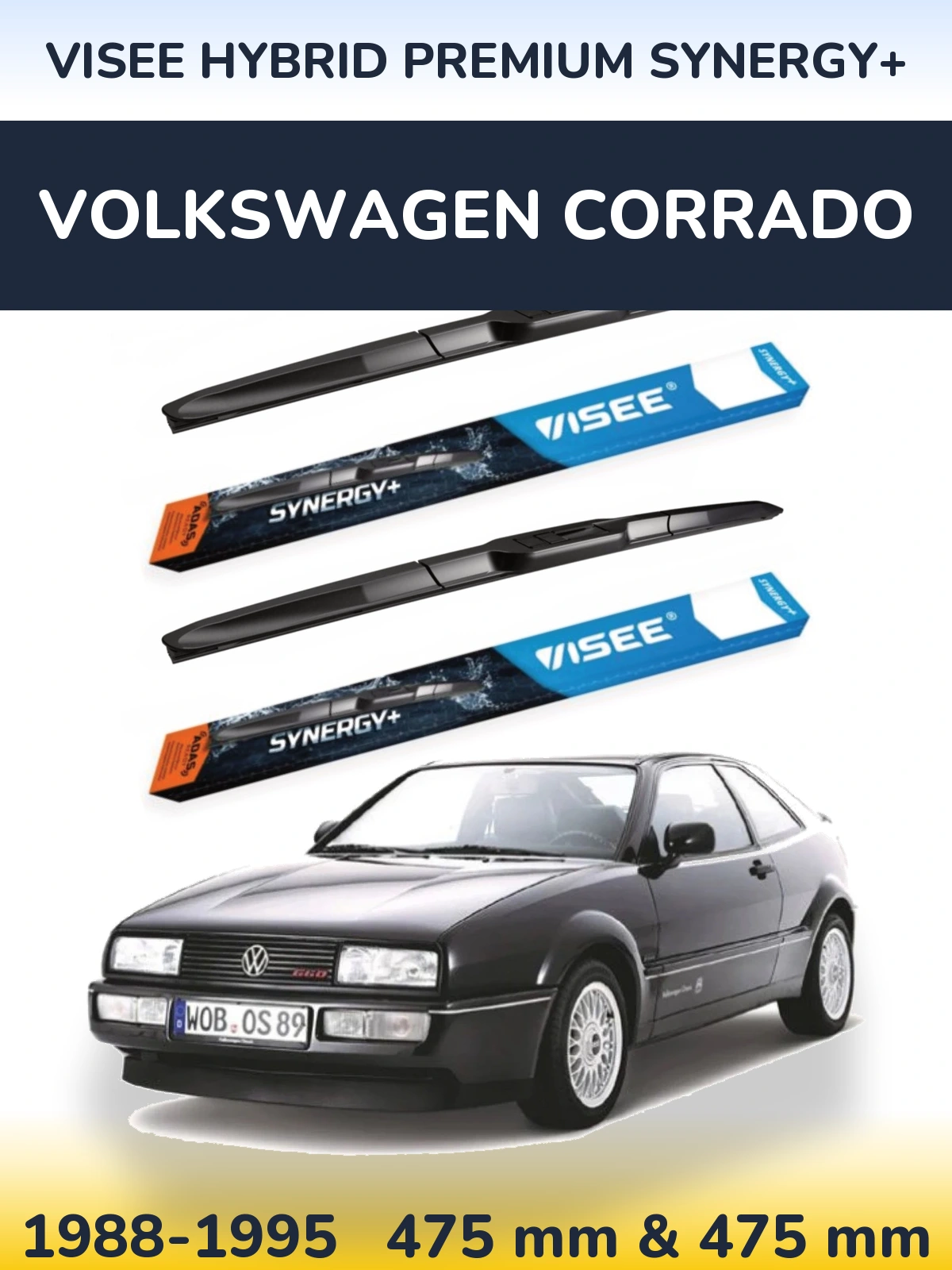 Komplet przednich wycieraczek VISEE HYBRID PREMIUM SYNERGY+ 475 & 475 mm do Volkswagen Corrado 1988-1995