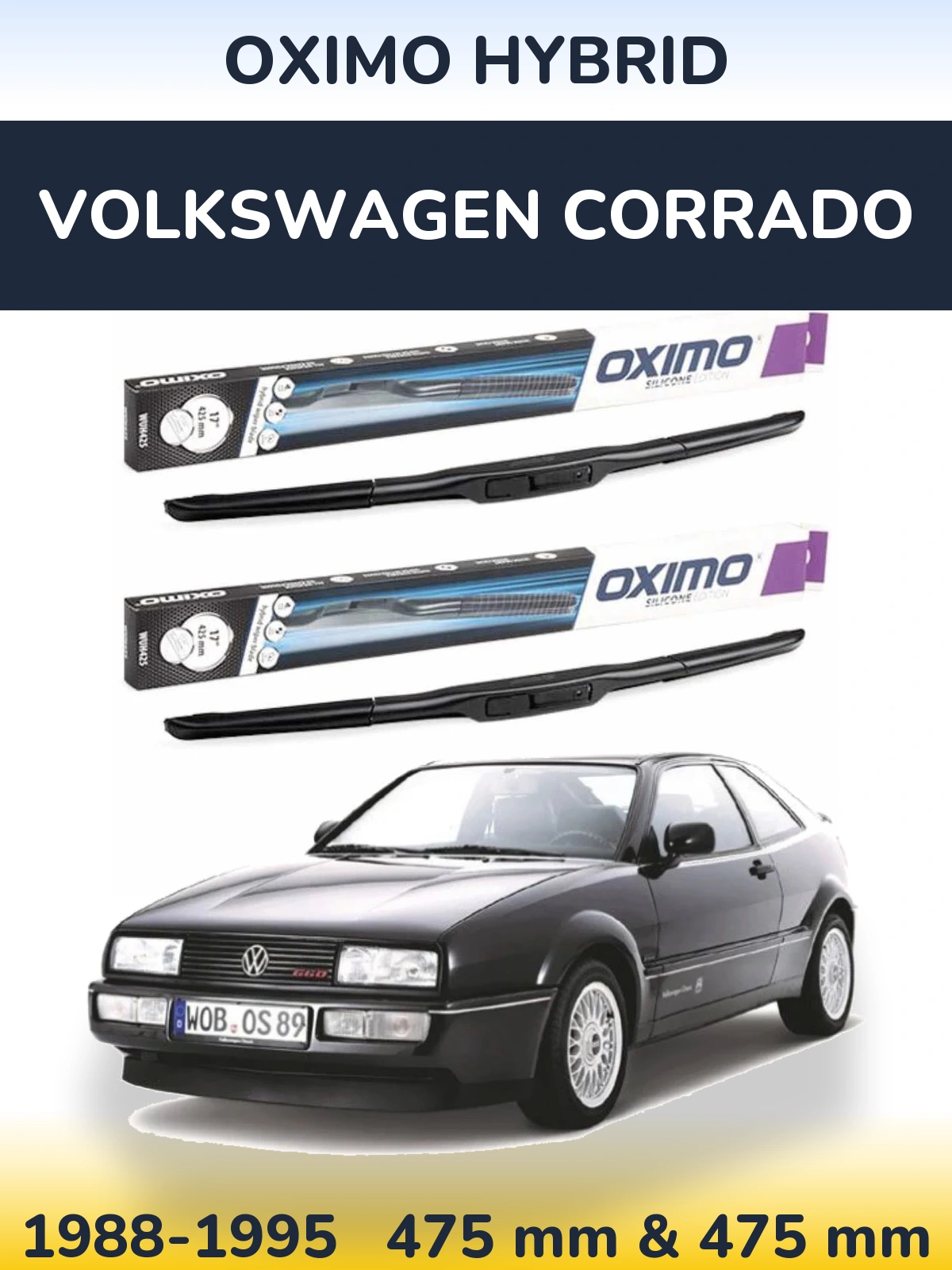 Komplet przednich wycieraczek Oximo Hybrid 475 & 475 mm do Volkswagen Corrado 1988-1995