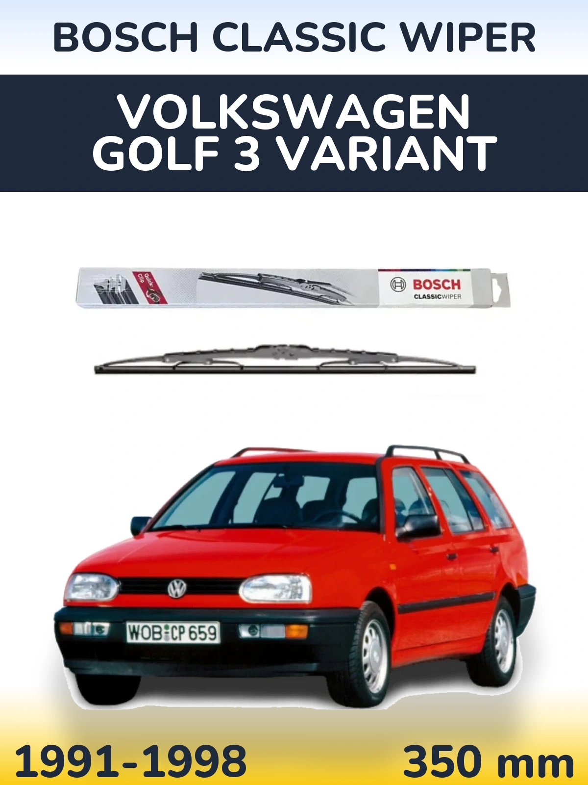 Tylna wycieraczka BOSCH Classic Wiper 340 mm do Volkswagen Golf 3 Variant 1991-1998
