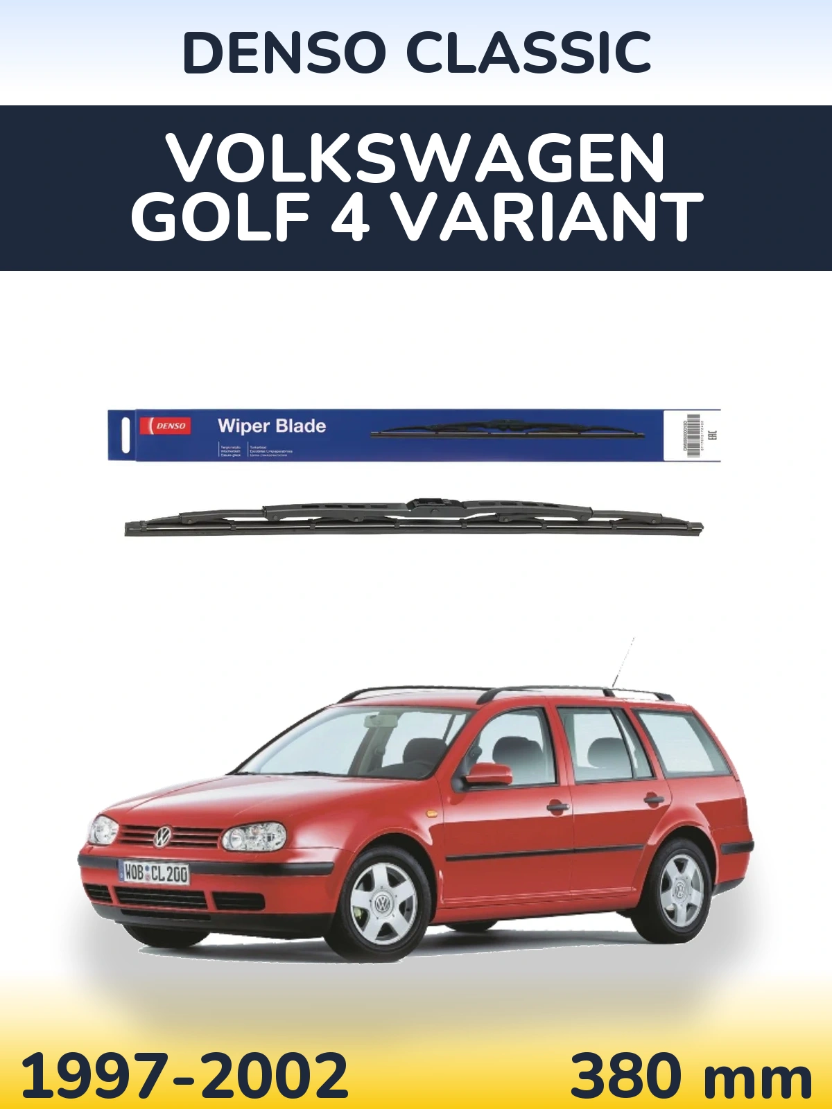 Задня щітка Denso Classic 380 мм для Volkswagen Golf 4 Variant 1997-2002