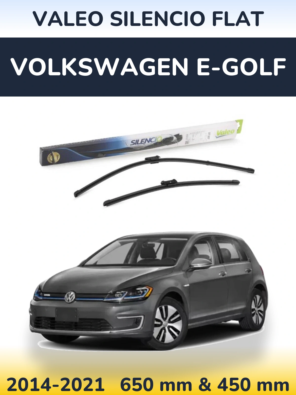 Комплект передних дворников Valeo Silencio Flat 650 & 450 мм для Volkswagen e-Golf 2014-2021