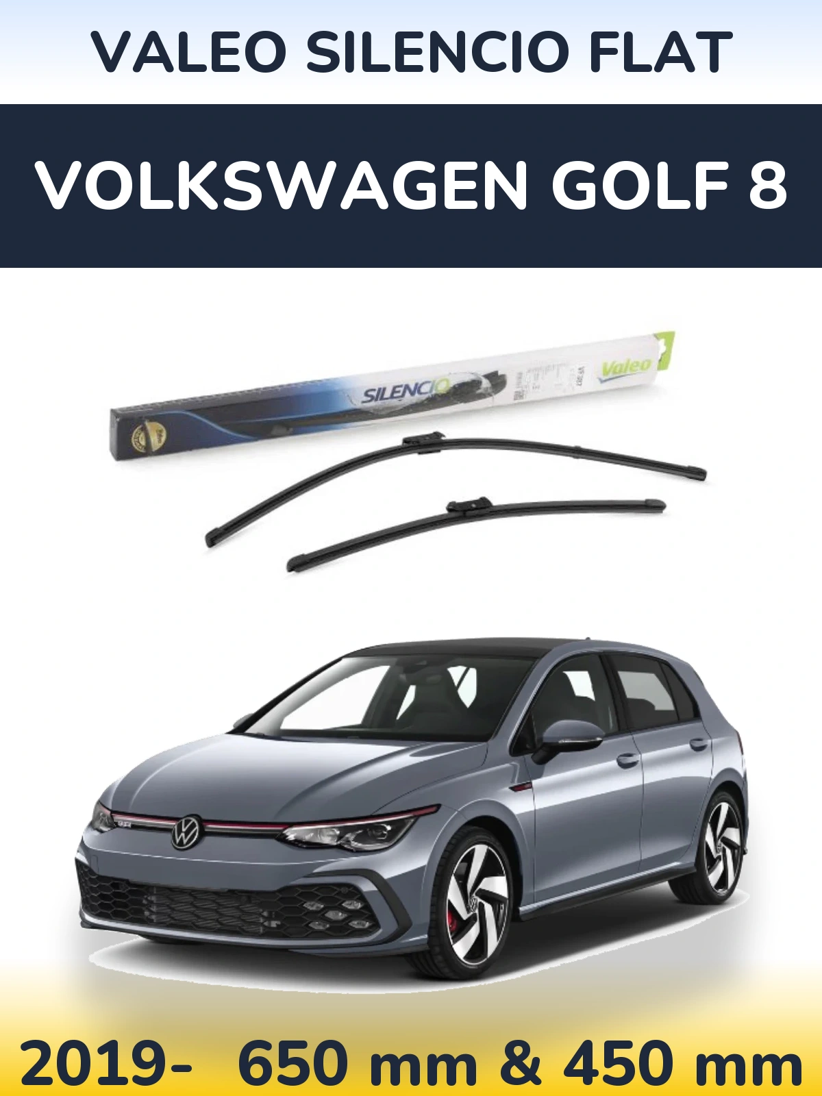 Komplet przednich wycieraczek Valeo Silencio Flat 650 & 450 mm do Volkswagen Golf 8 2019-2026