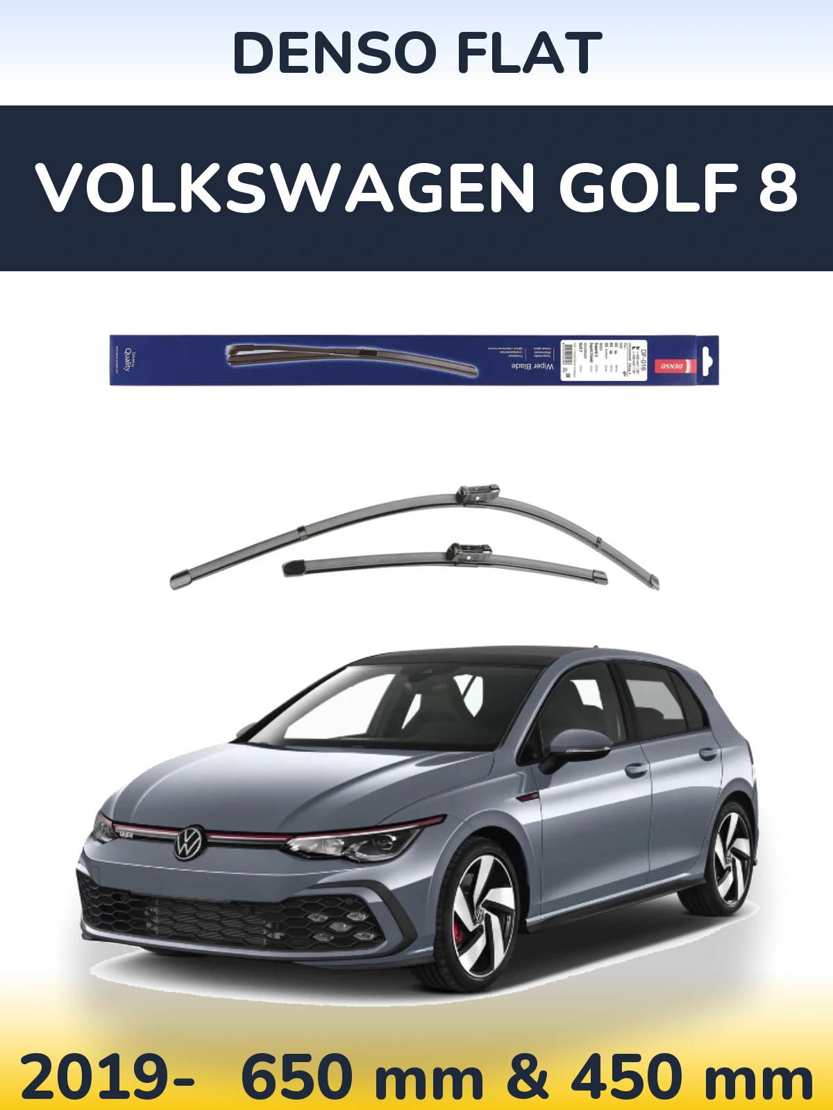 Komplet przednich wycieraczek Denso Flat 650 & 450 mm do Volkswagen Golf 8 2019-2026