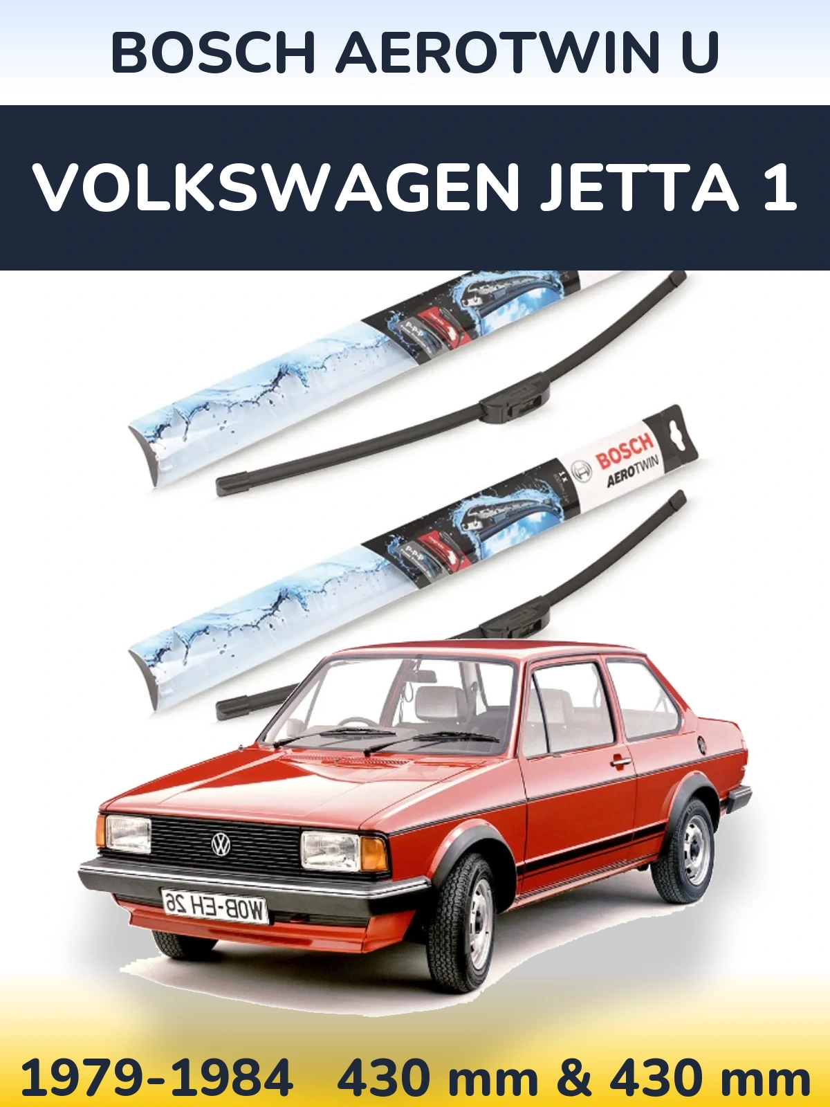 Комплект передніх щіток BOSCH AeroTwin U 430 & 430 мм для Volkswagen Jetta 1 1979-1984