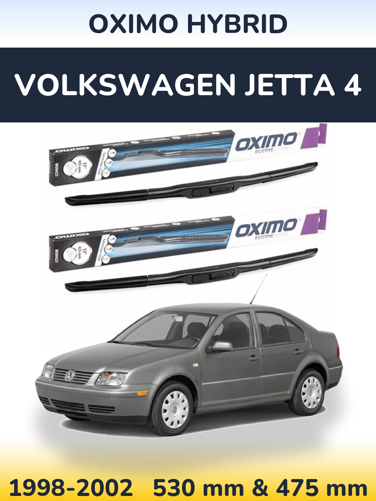 Komplet przednich wycieraczek Oximo Hybrid 530 & 475 mm do Volkswagen Jetta 4 1998-2002