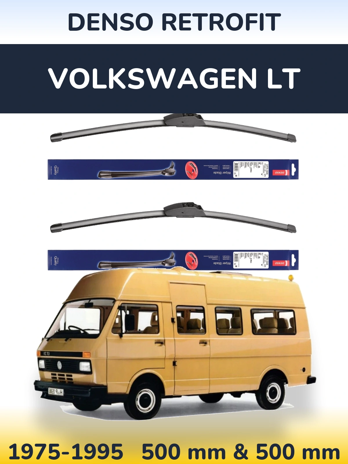 Комплект передних дворников Denso Retrofit 500 & 500 мм для Volkswagen LT 1975-1995