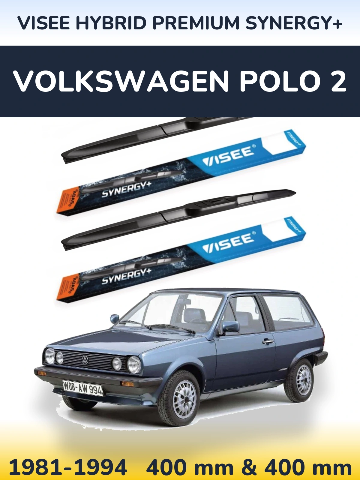 Komplet przednich wycieraczek VISEE HYBRID PREMIUM SYNERGY+ 400 & 400 mm do Volkswagen Polo 2 1981-1994