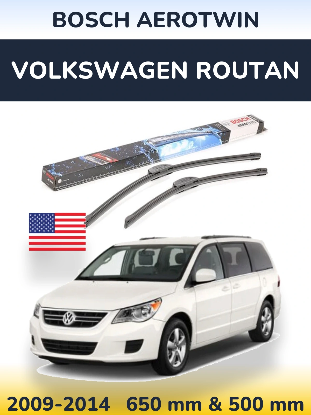 Komplet przednich wycieraczek BOSCH AeroTwin 650 & 500 mm do Volkswagen Routan 2009-2014