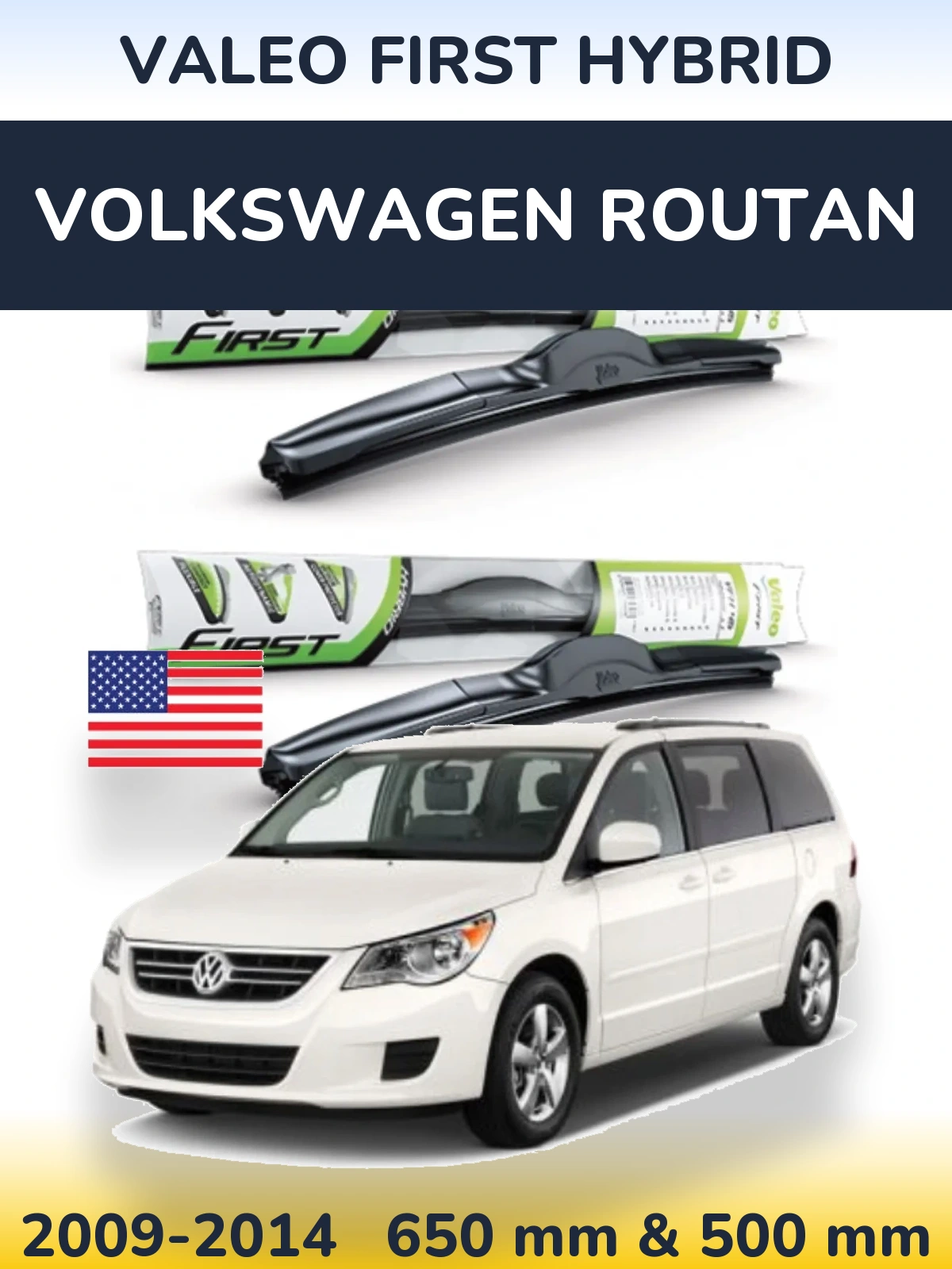 Комплект передніх щіток Valeo First Hybrid 650 & 500 мм для Volkswagen Routan 2009-2014