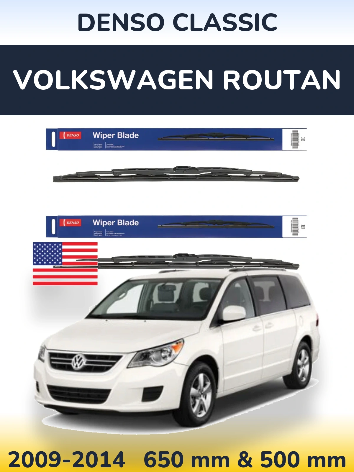 Komplet przednich wycieraczek Denso Classic 650 & 500 mm do Volkswagen Routan 2009-2014