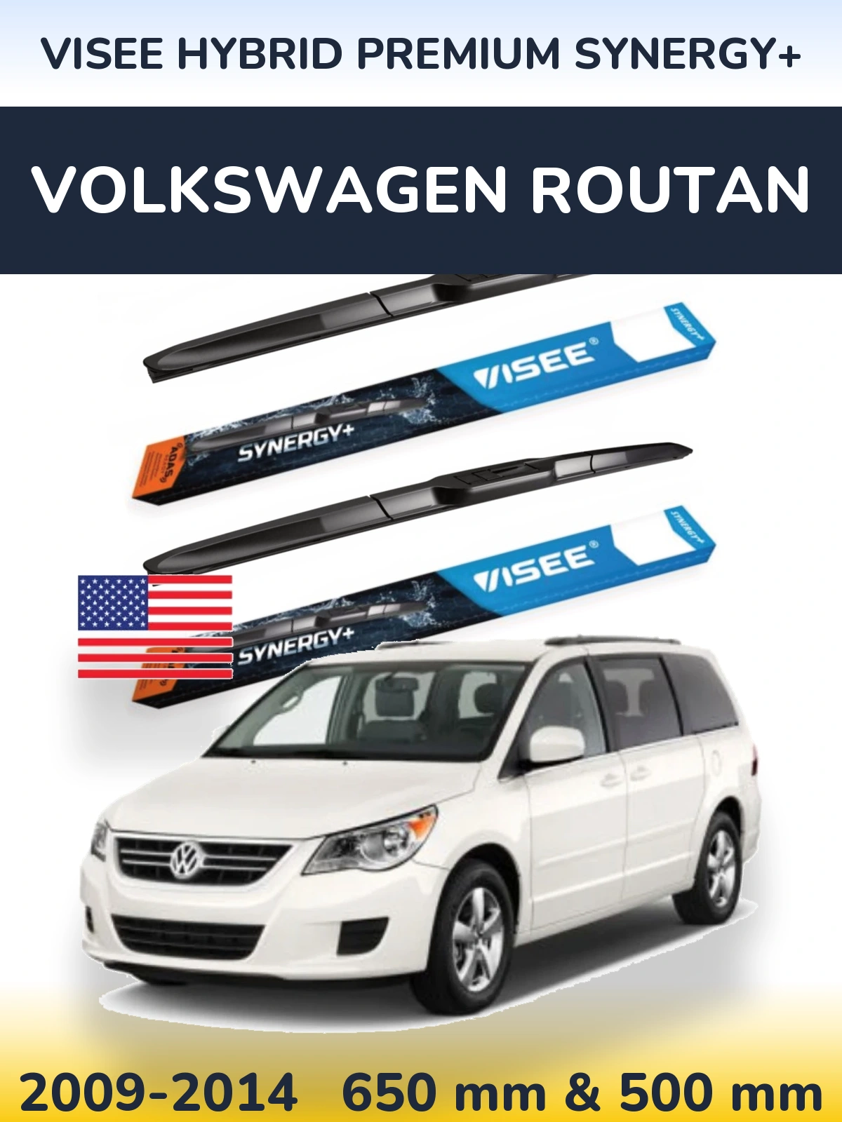 Komplet przednich wycieraczek VISEE HYBRID PREMIUM SYNERGY+ 650 & 500 mm do Volkswagen Routan 2009-2014