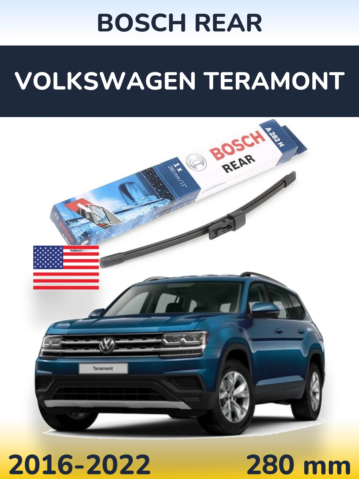 Rear wiper blade BOSCH Rear 280 mm for Volkswagen Teramont 2016-2022